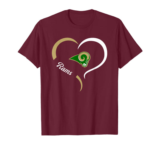 Acadiana Rams Logo Half Heart Slogan HS T-Shirt