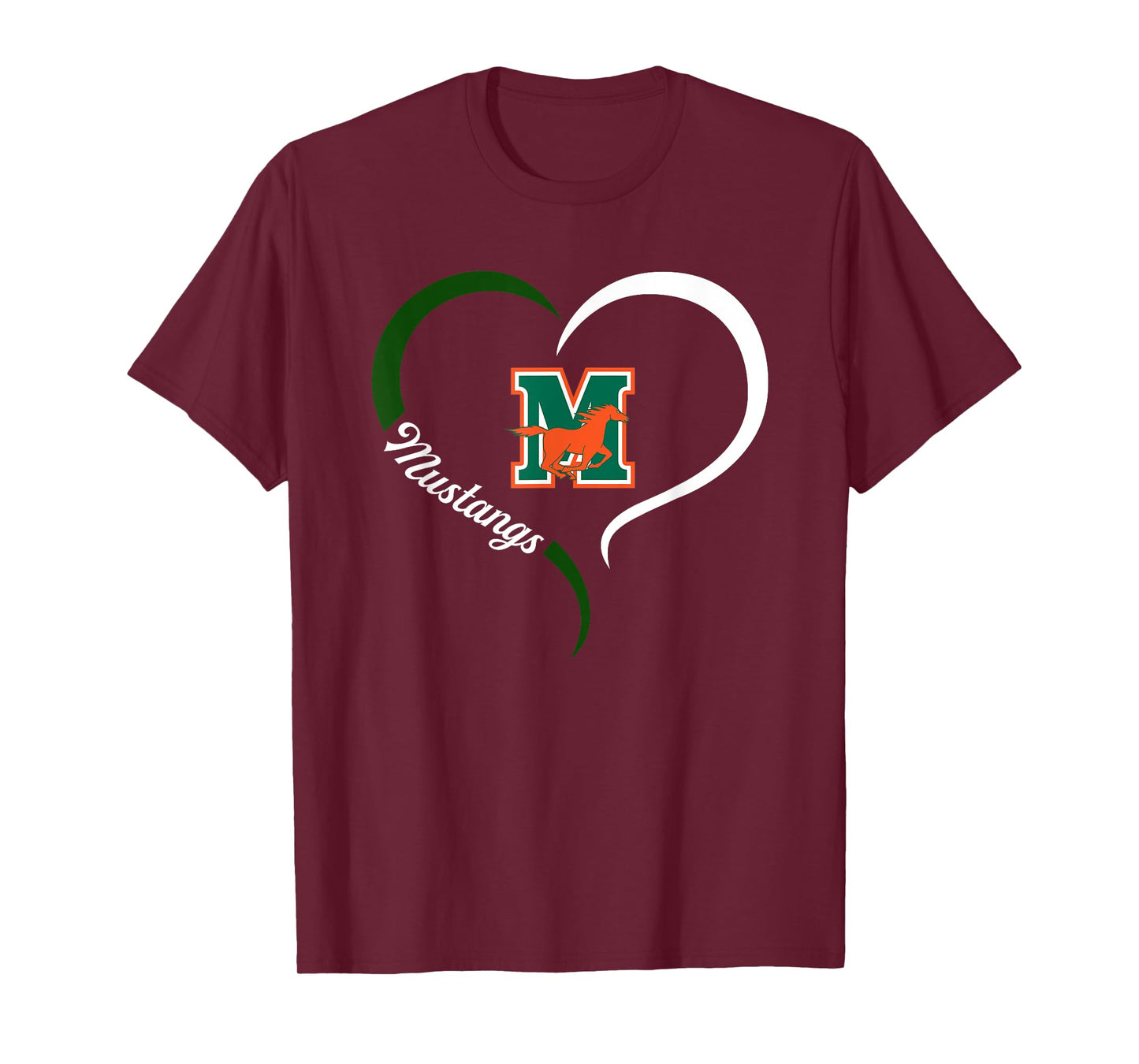 Mandarin Mustangs Logo Half Heart Slogan HS T-Shirt