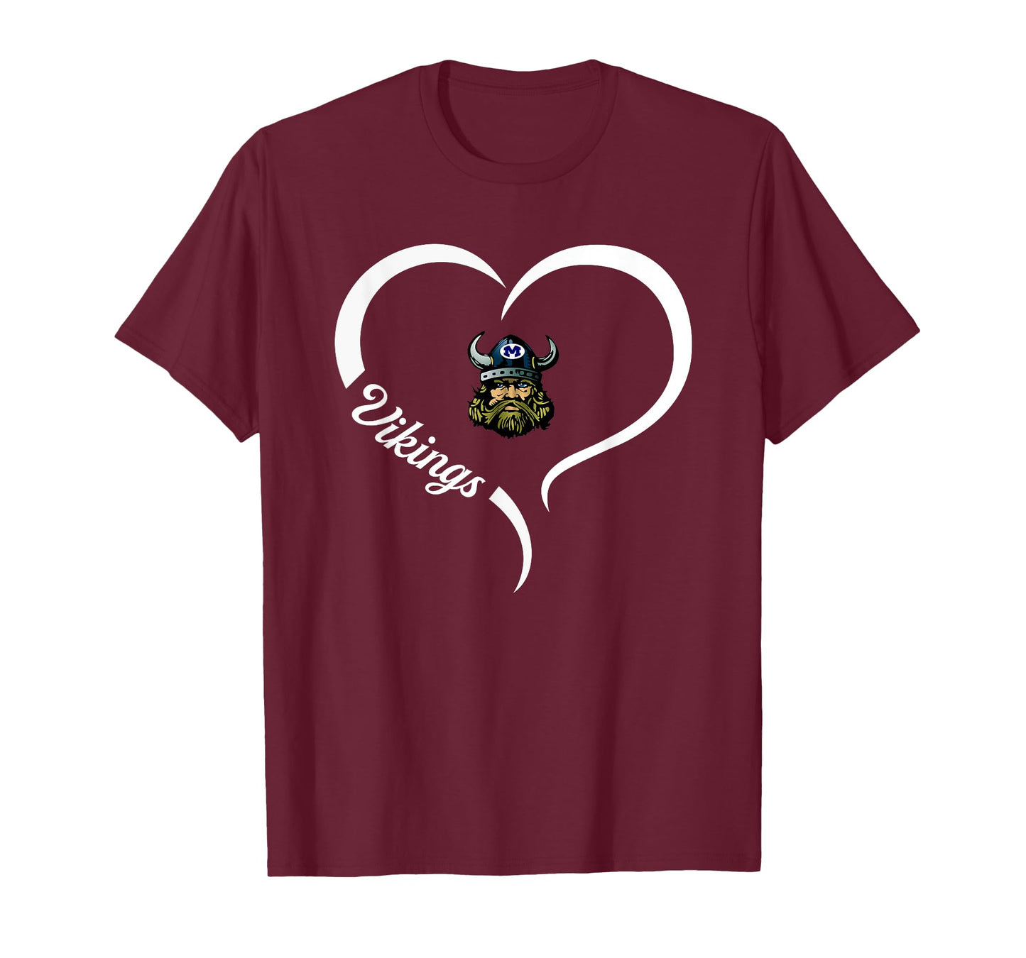 Miamisburg Vikings Logo Half Heart Slogan HS T-Shirt