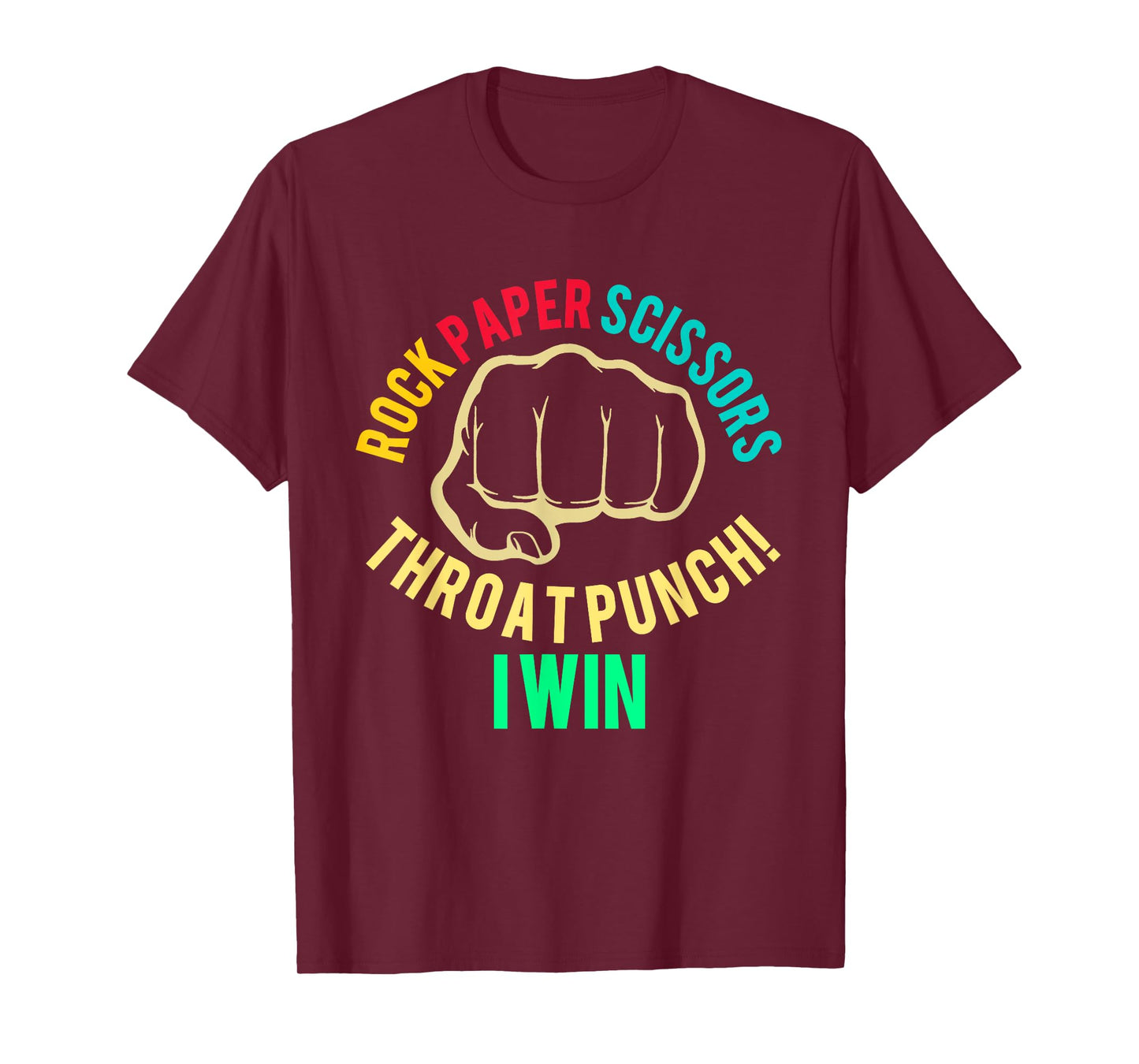 Rock Paper Scissors Throat Punch I Win Vintage Funny Saying T-Shirt