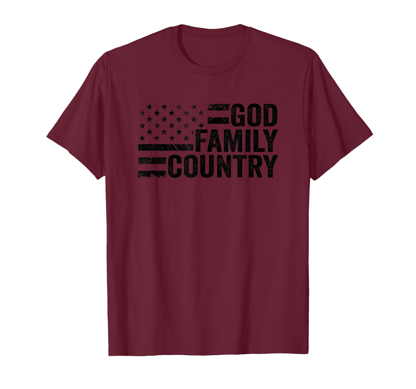 God Family Country - USA Patriotic Christian American Flag T-Shirt for Women Men