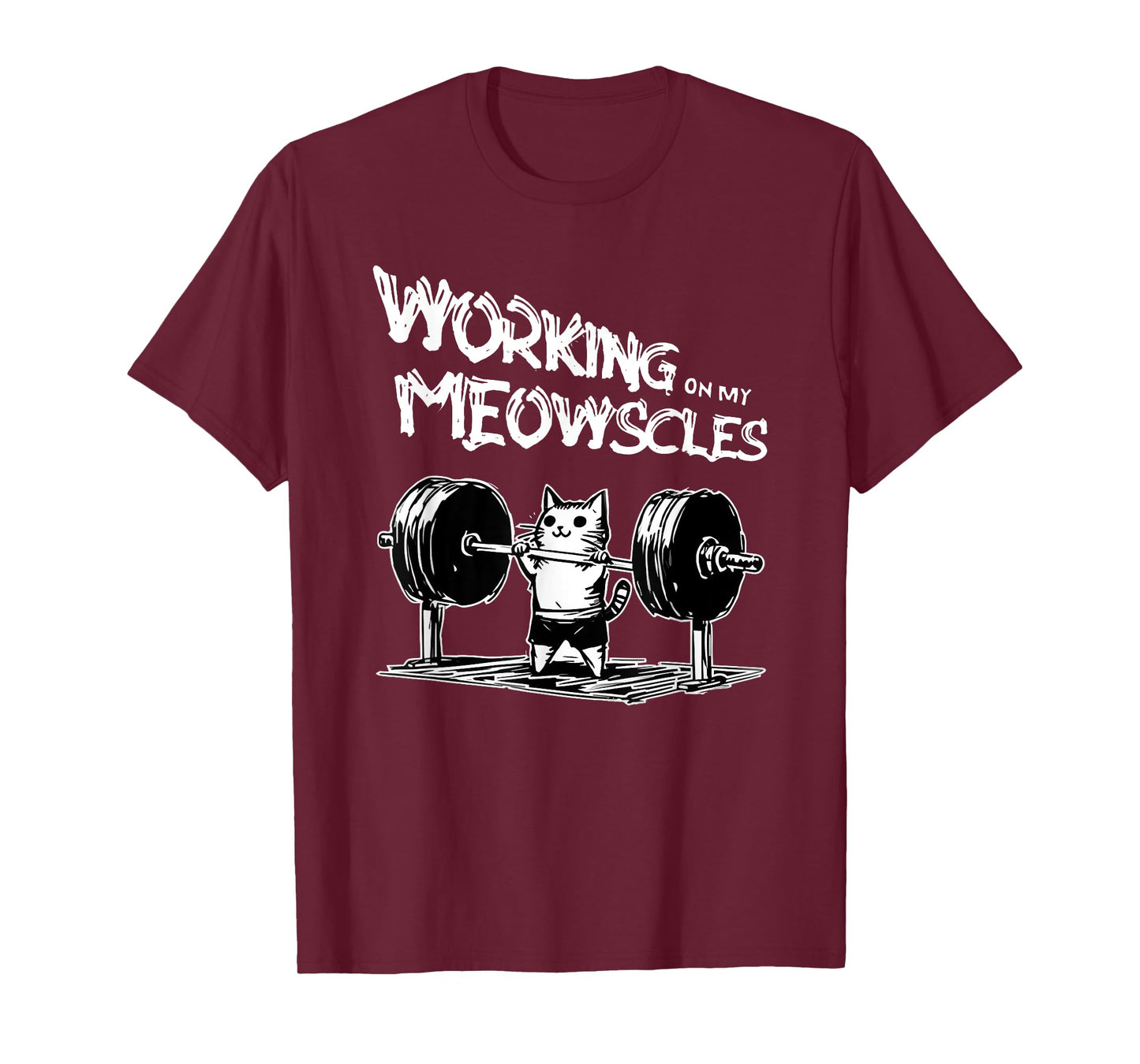 funny quotes about gym Unisex-Adults T-Shirt Black Small Modern Classic Cartoon People Classic Spring Crew Neck Short Sleeve Lightweight, Durable Blend working on my meowscles