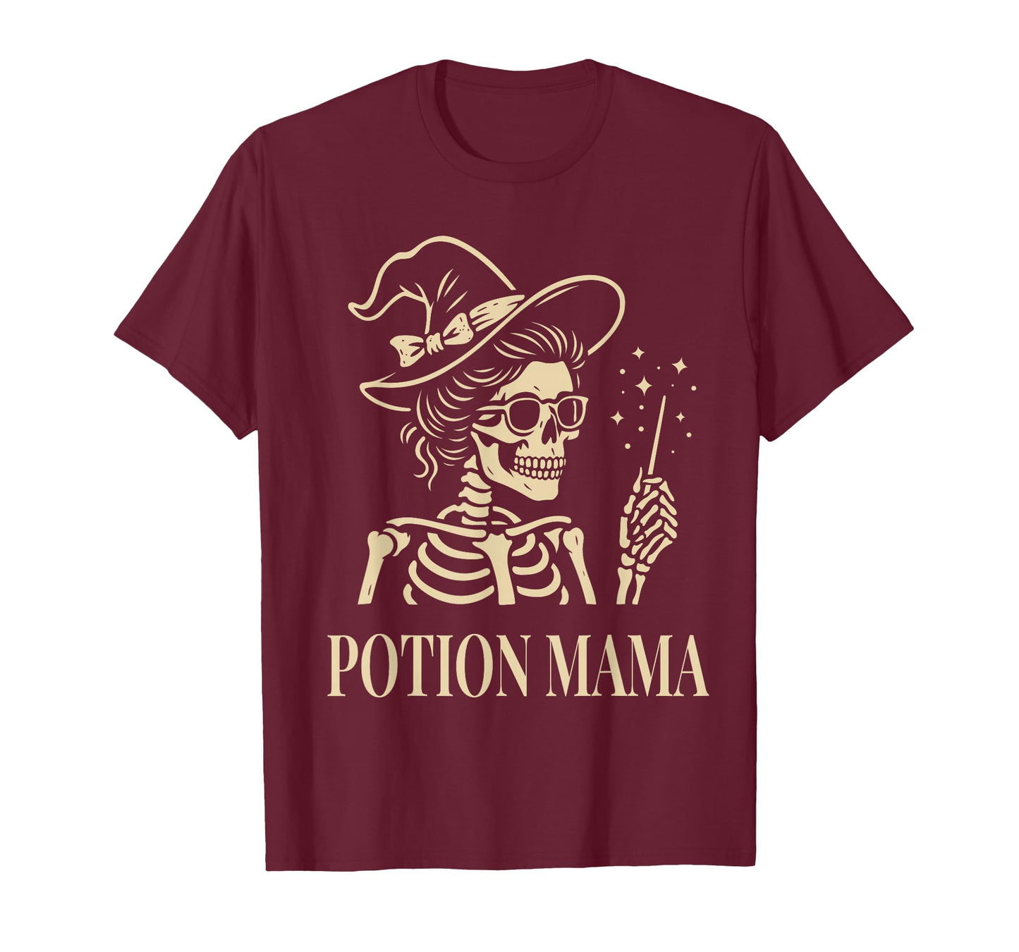 Potion Mama Funny Skeleton Witch Mom with Magic Wand T-Shirt