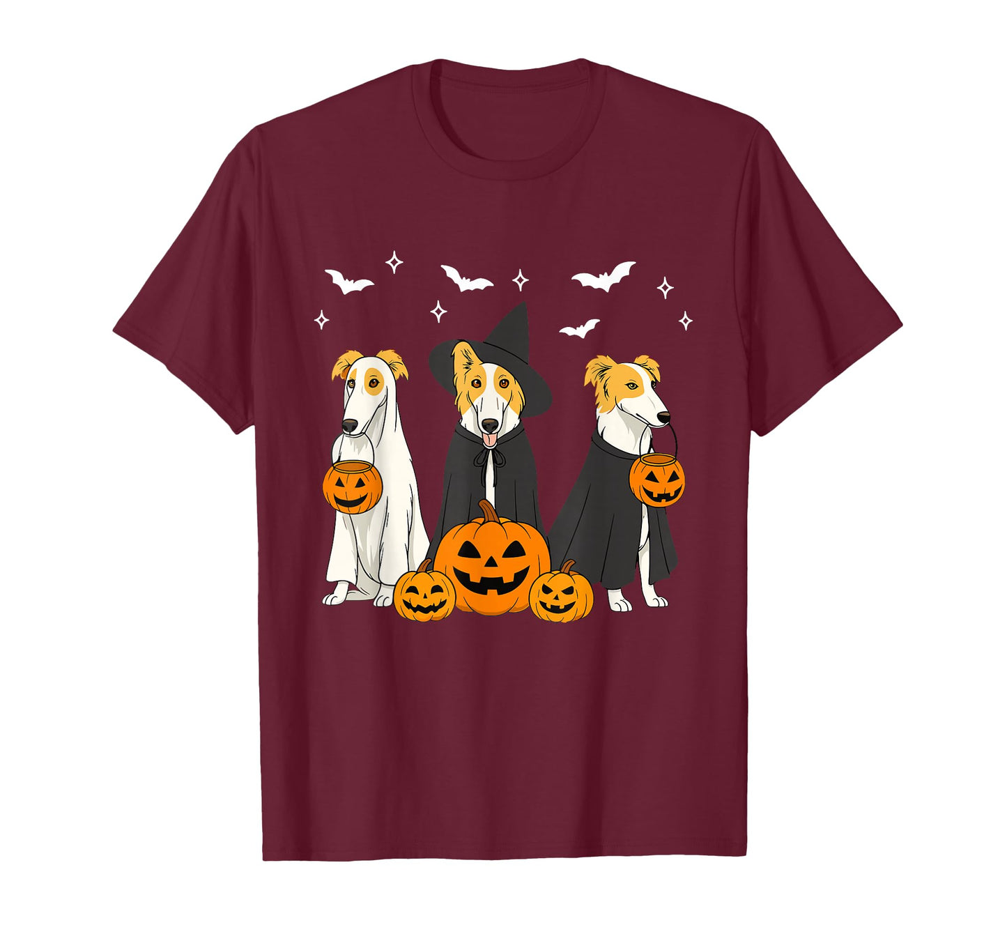 Witch Borzoi Dog Halloween Spooky Borzoi Dog Mom Dog Lover T-Shirt