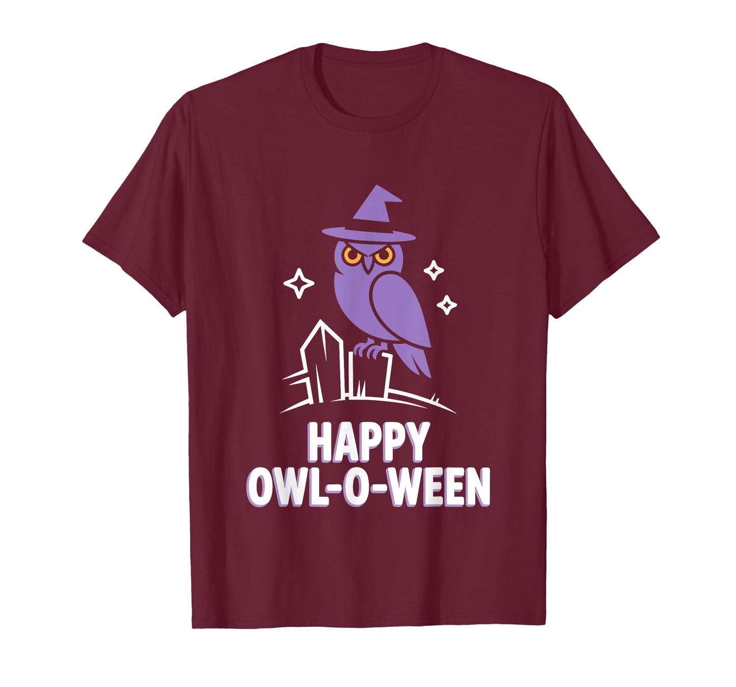 Happy Owl-O-Ween Cute Funny Owl Witch Hat Halloween T-Shirt