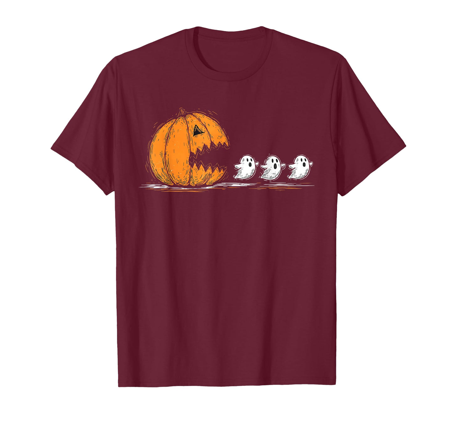 Halloween Gamer Pumpkin Eating Ghost Costume Men Boys Kids T-Shirt