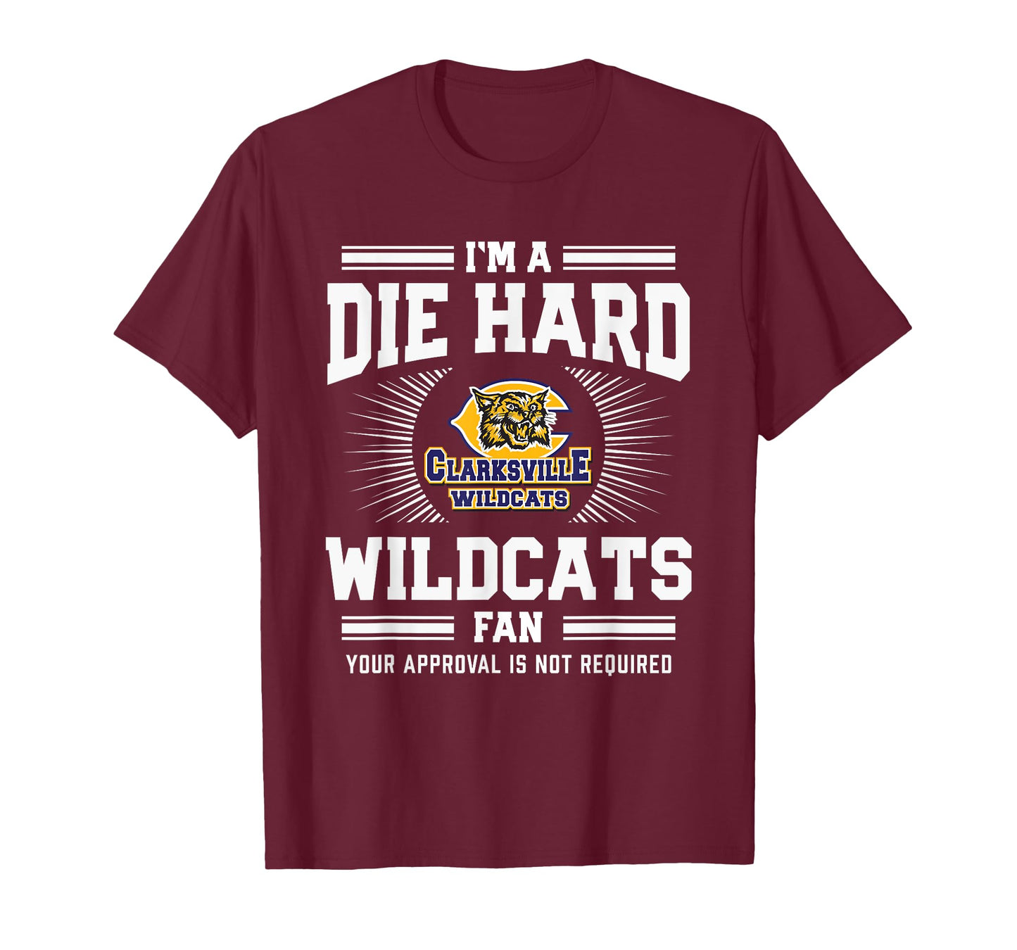 Clarksville Wildcats Logo Die Hard Fan HS T-Shirt