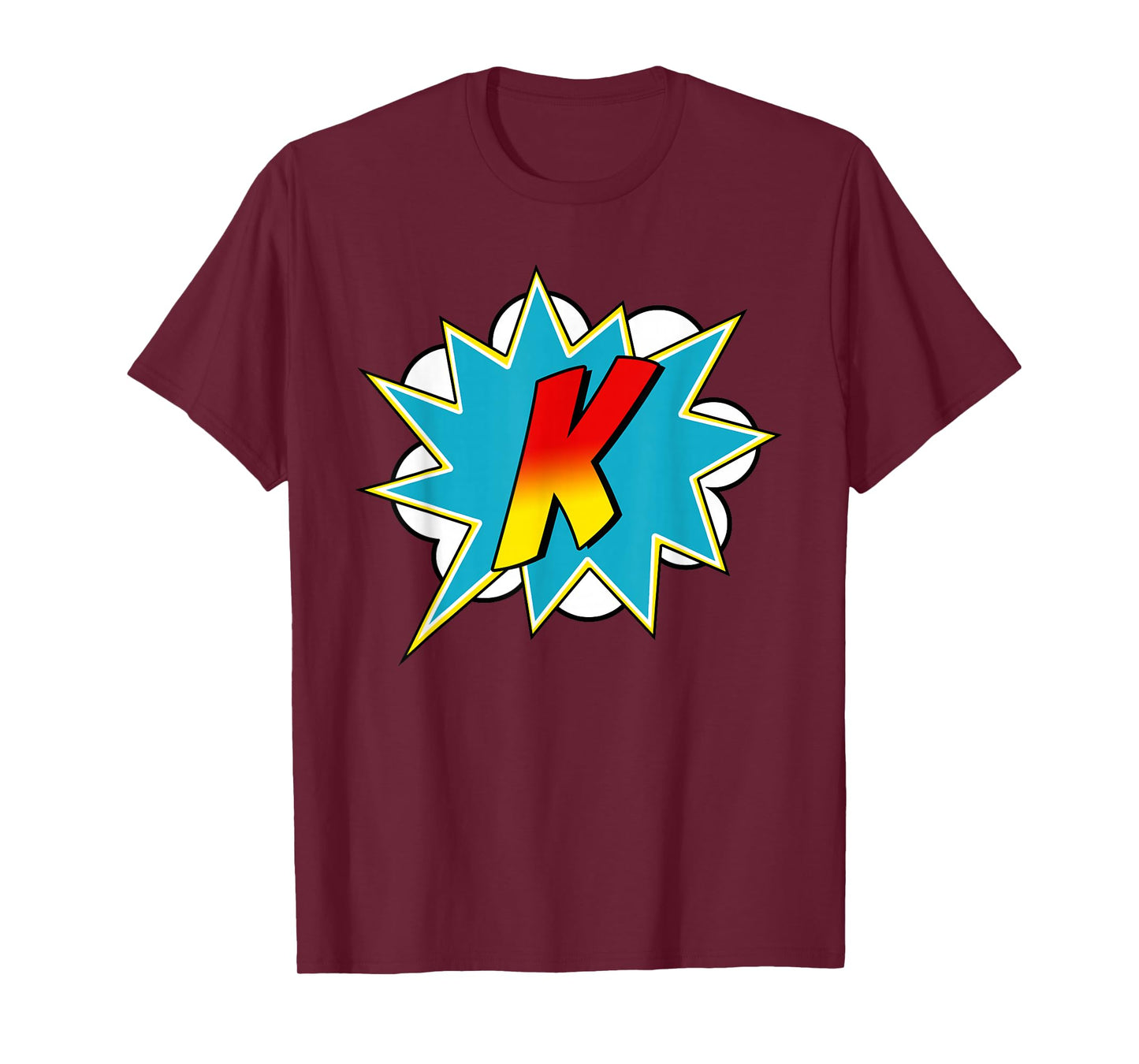 Letter K Superhero Name Comic Letter Retro Costume T-Shirt