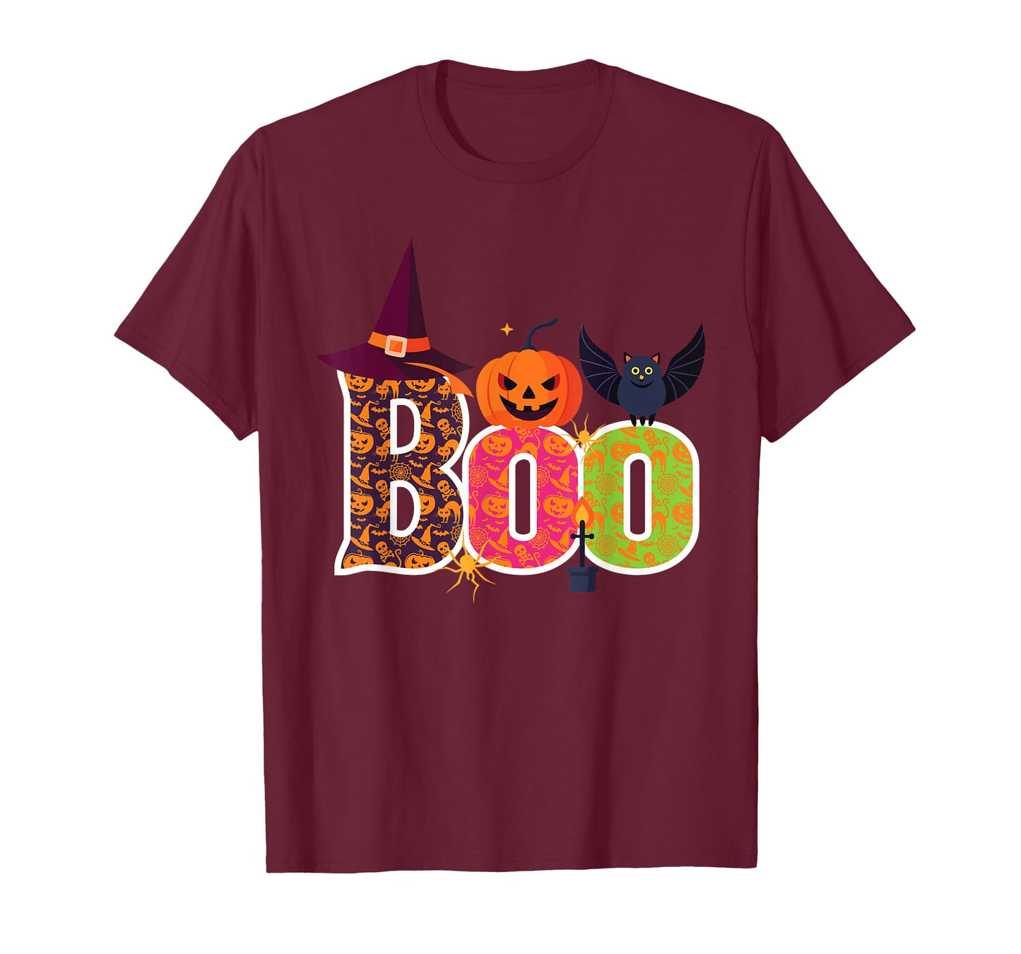 Haunted BOO Halloween Witch Pumpkin Bat Adults Kids T-Shirt