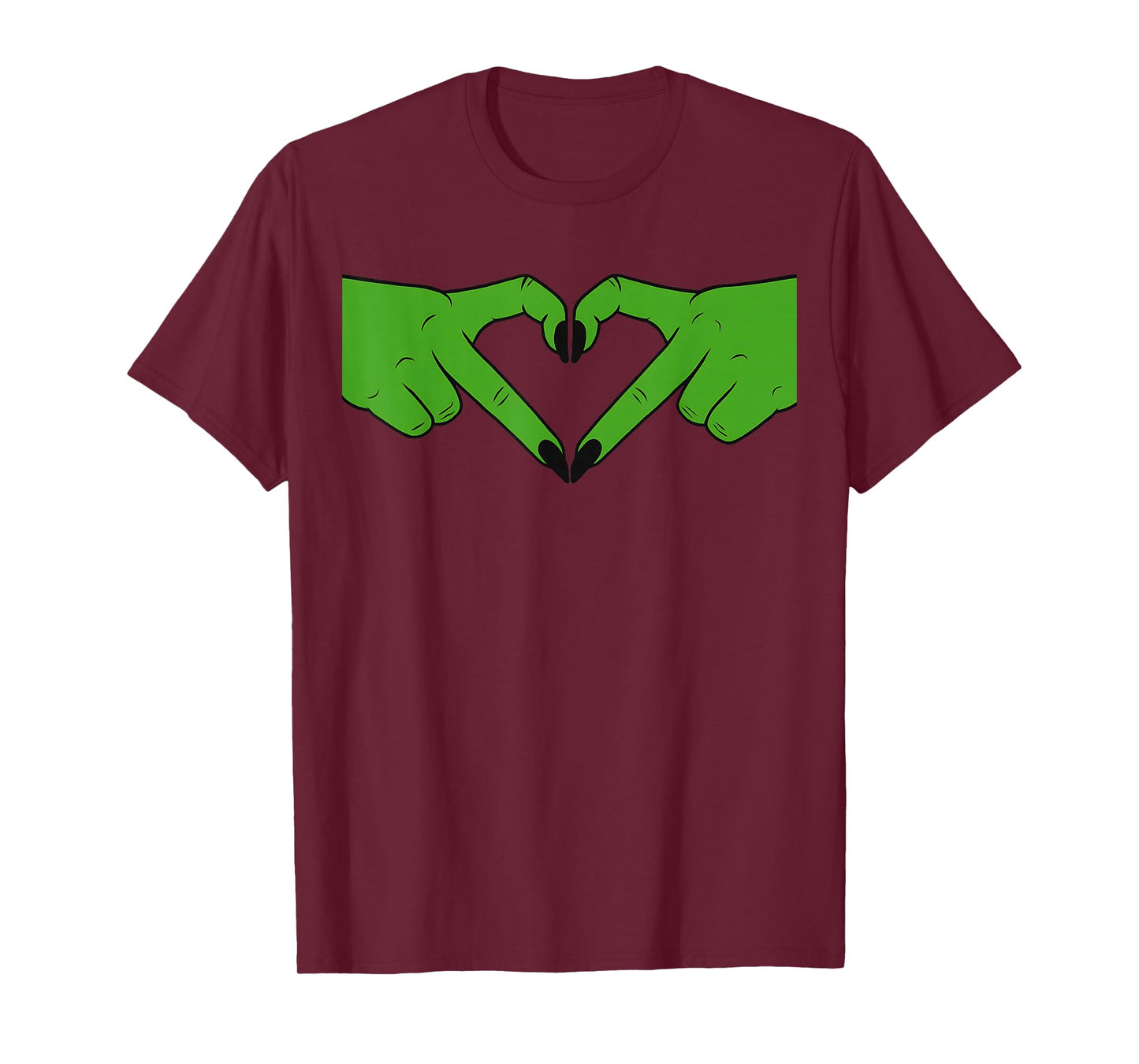 Green Witch Hands Gen Z Heart Shape Gothic Halloween Love T-Shirt