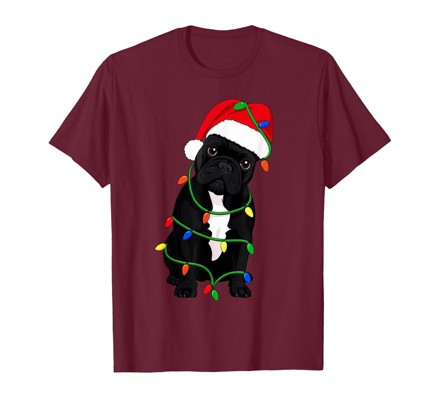 French Bulldog Christmas Tree Lights Holiday Dog Lover T-Shirt