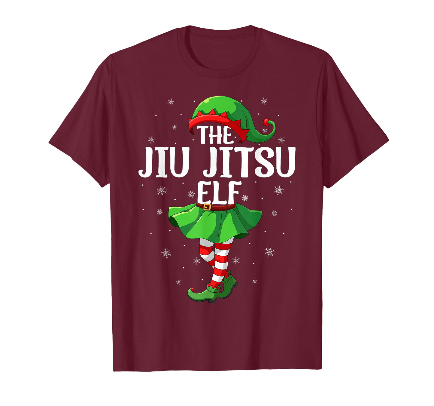 Jiu Jitsu Elf Christmas Girls Women Elf Squad Xmas Family T-Shirt