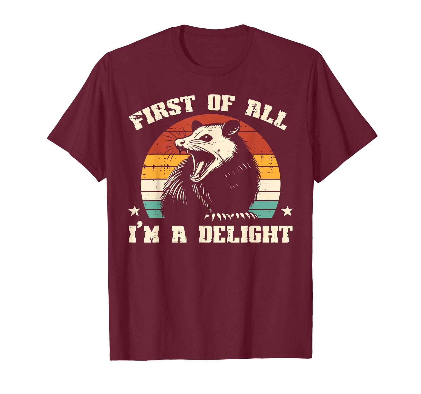 Possum First Im Delight Vintage Opossum Humor Men Women Kids T-Shirt
