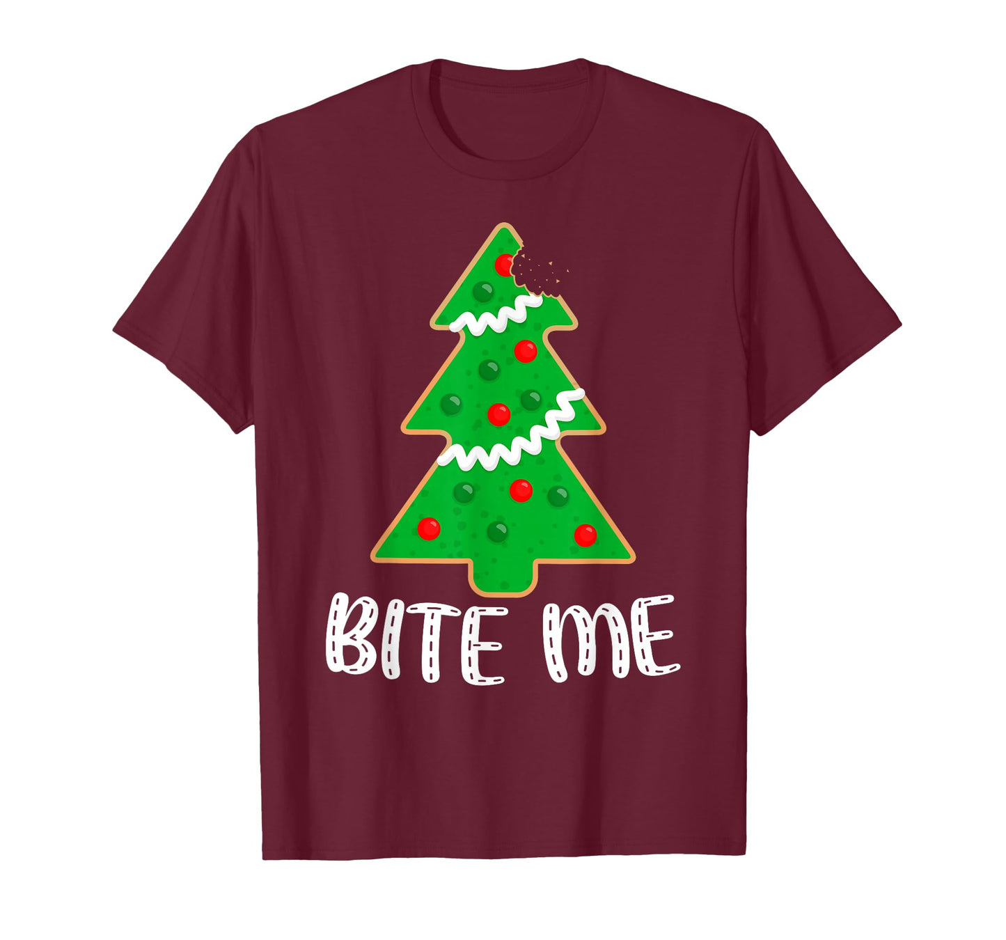 Bite Me Funny Christmas Tree Cookie Sarcastic Xmas Holiday T-Shirt