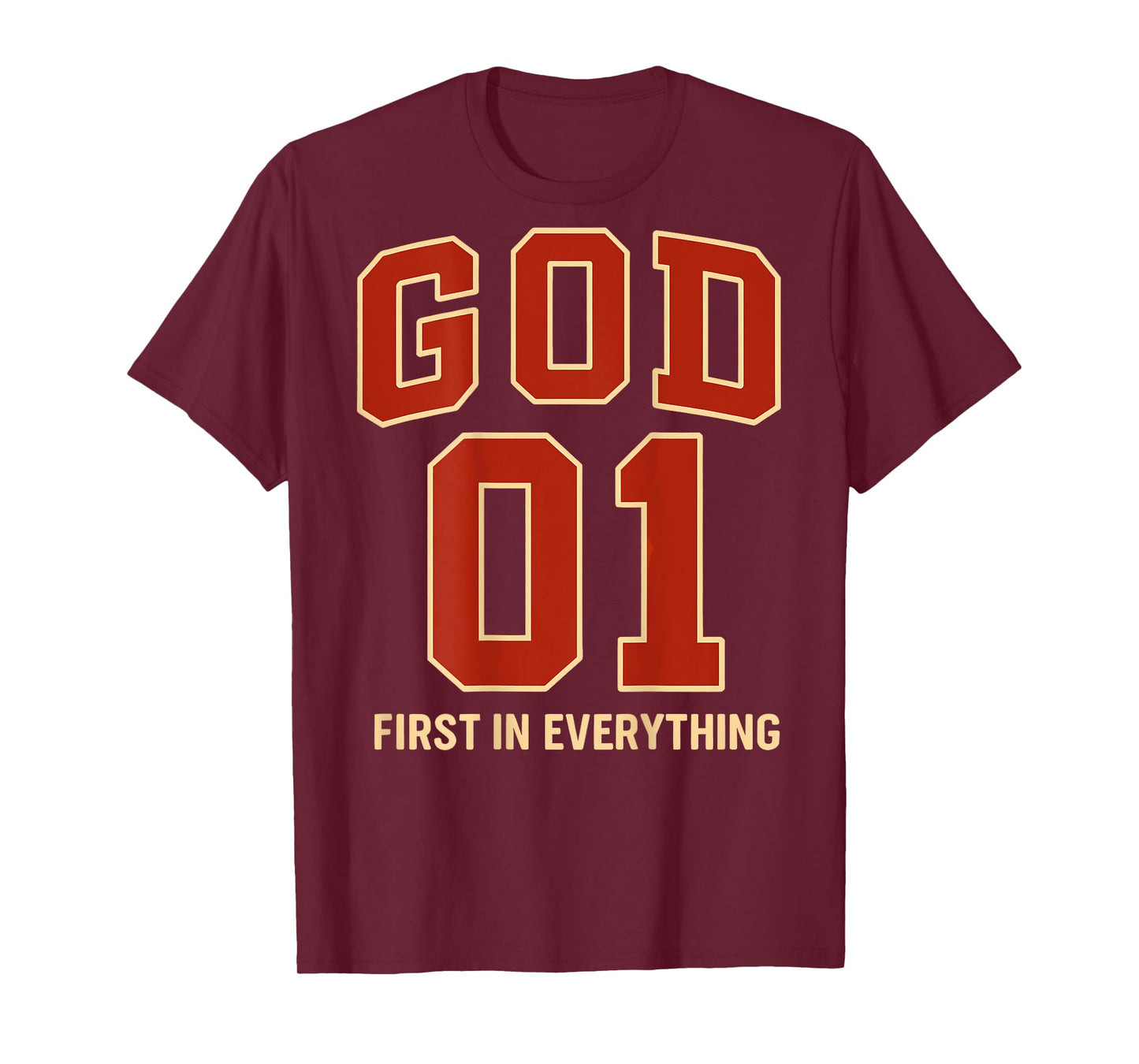 (ON Back) God is #1 First Sports Jersey Style Christian Men T-Shirt