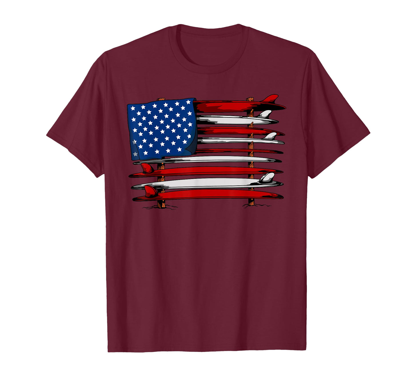 Surfboard USA American Flag Vintage Surfing Surf Surfer Dude T-Shirt