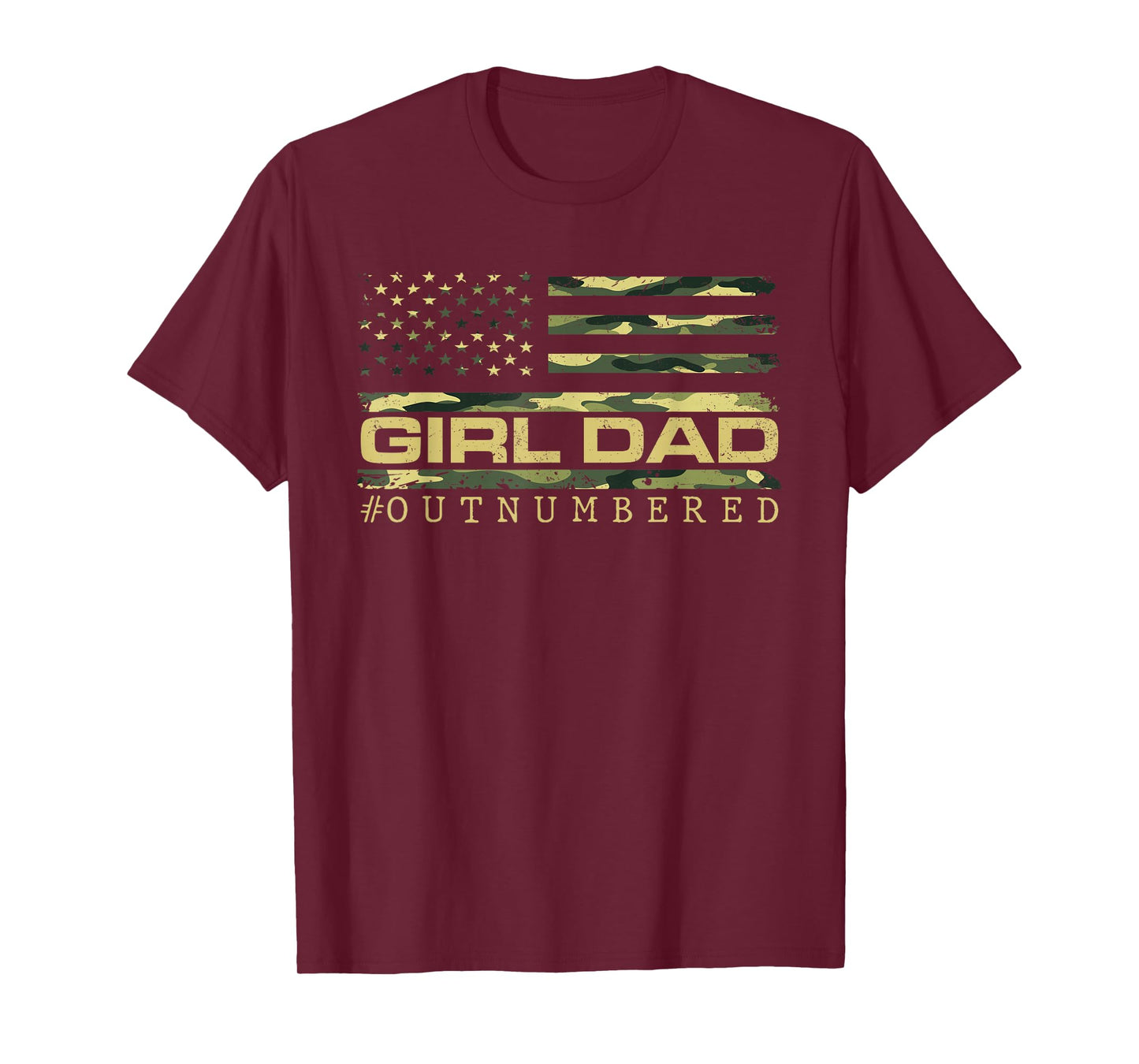 Girl Camo Dad American USA Flag Dad Of Girls 4th Of July T-Shirt