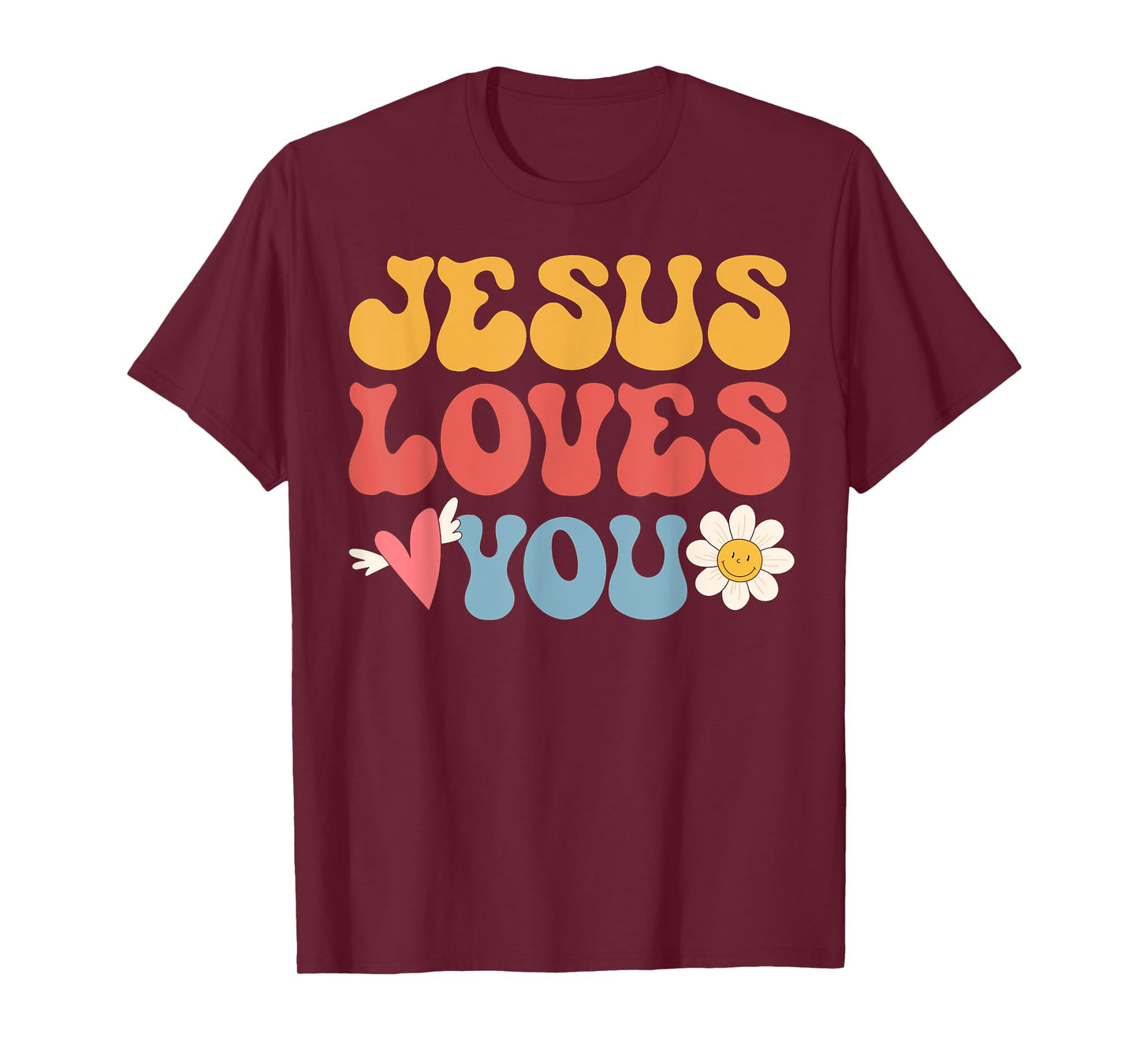 Groovy Jesus Loves You Christian 70's Hippie T-Shirt