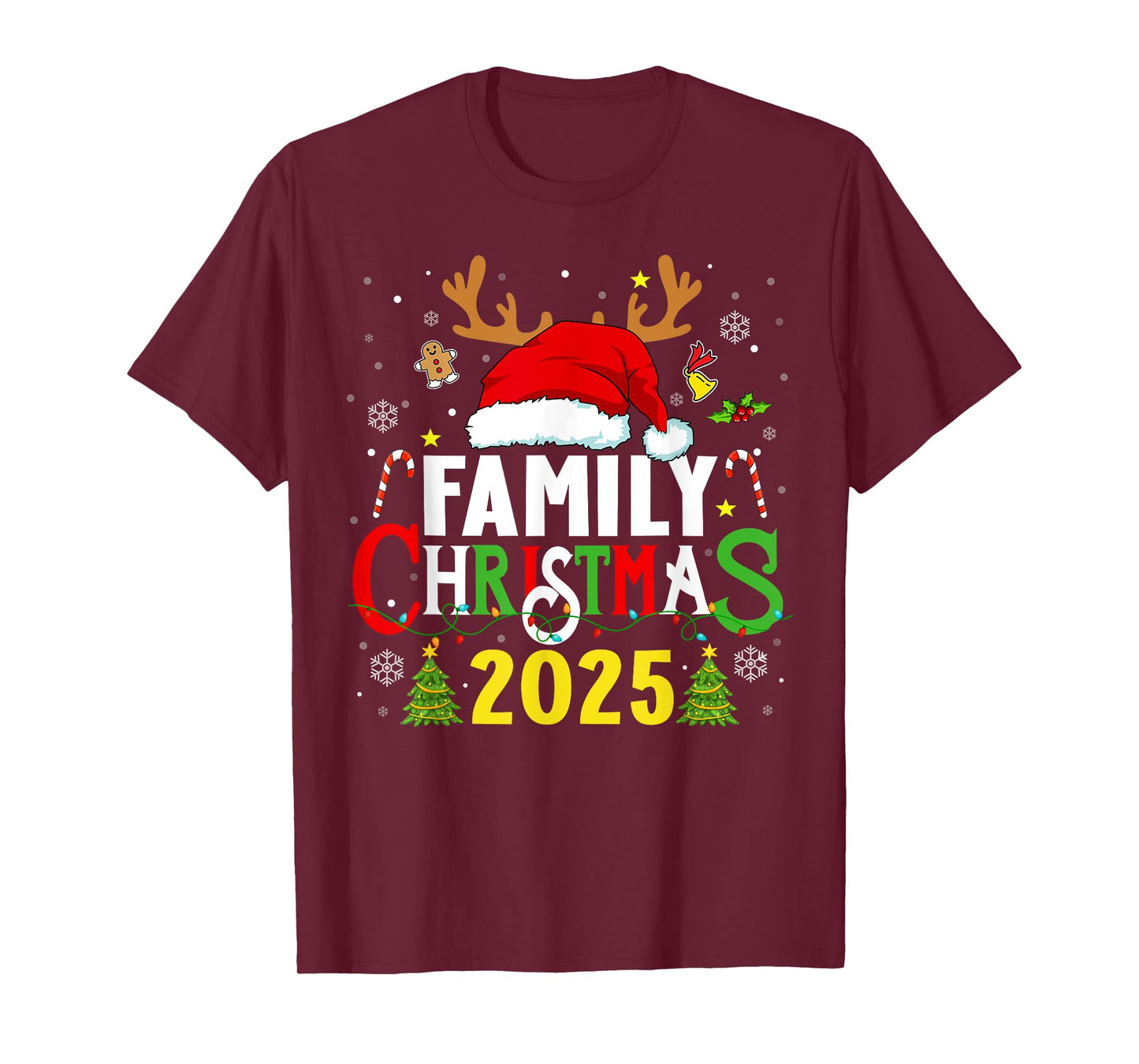 Family Christmas 2025 Santa Hat Reindeer Group Xmas Pajamas T-Shirt