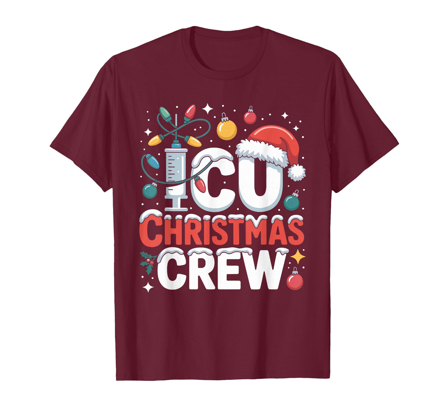 ICU Christmas Crew ICU Nurse Critical Care Xmas Nursing T-Shirt