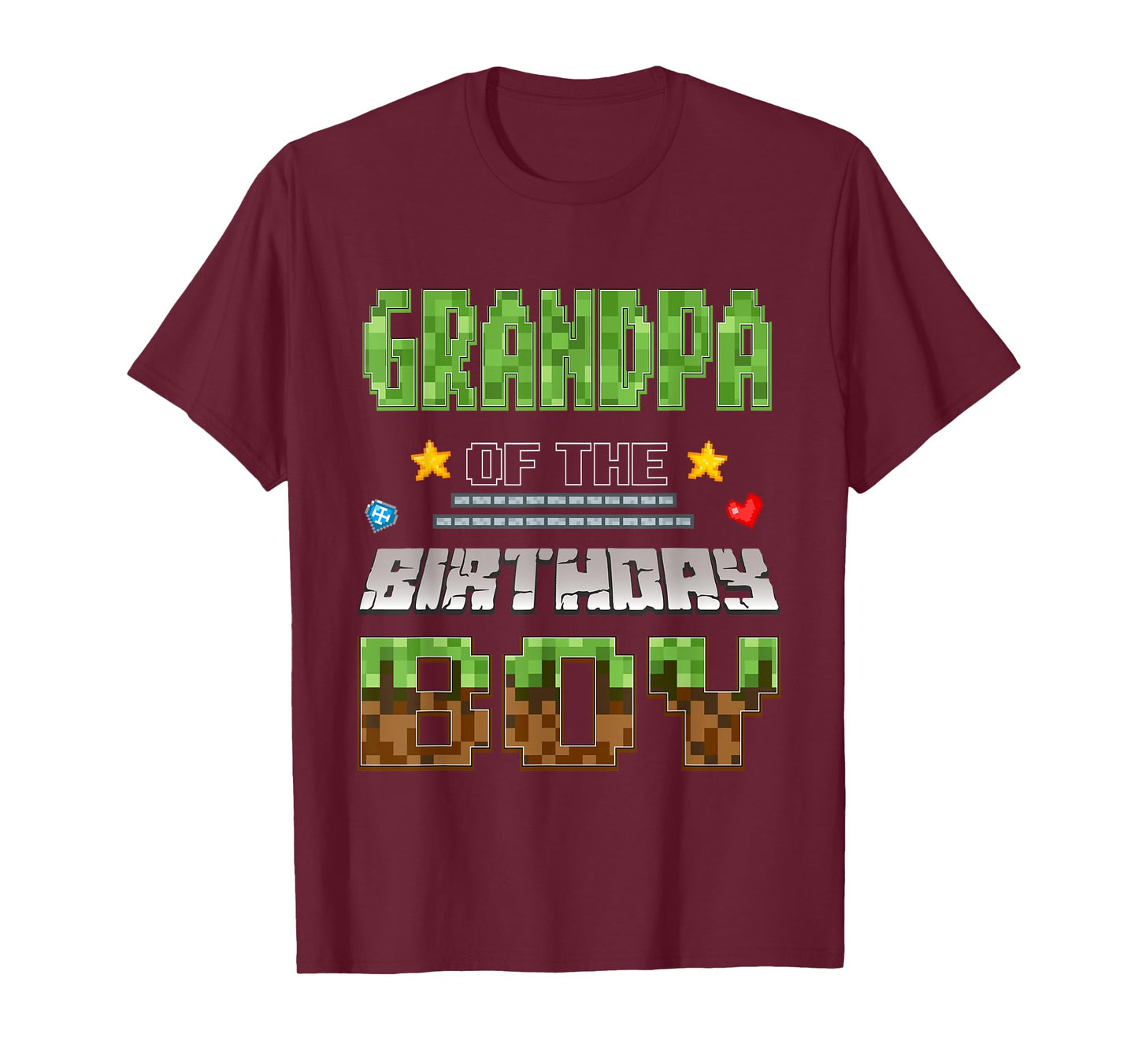 Grandpa of The Birthday Boy Video Gamer Pixel Birthday Party T-Shirt