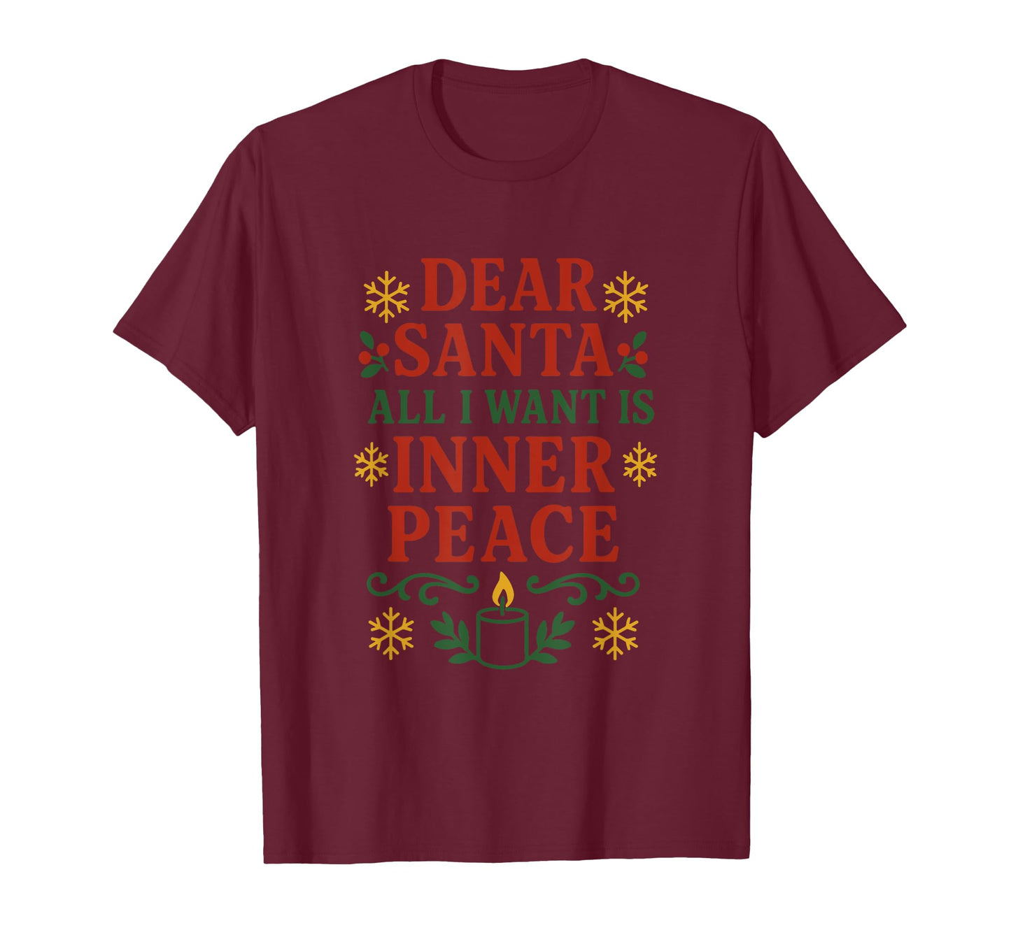 Dear Santa All I Want, is Peace – Xmas Quote Design T-Shirt