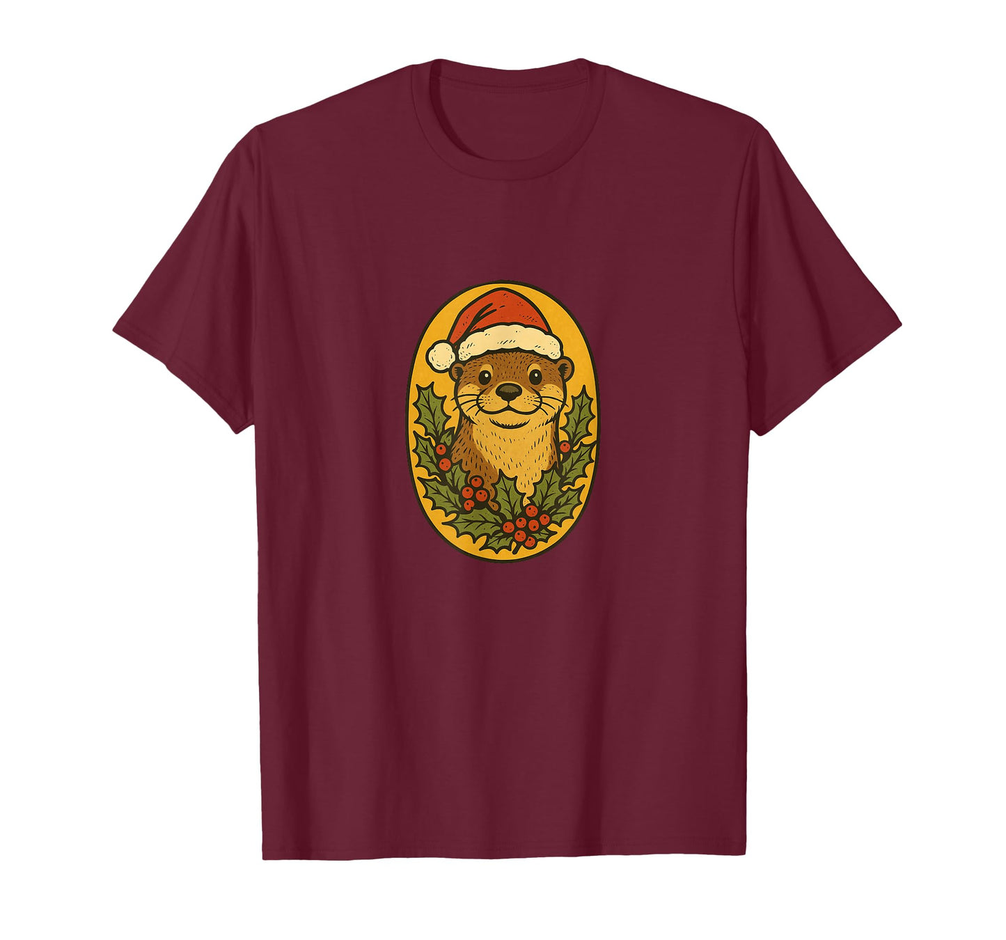 Otter Wearing a Santa Hat Christmas Winter Wildlife Holiday T-Shirt