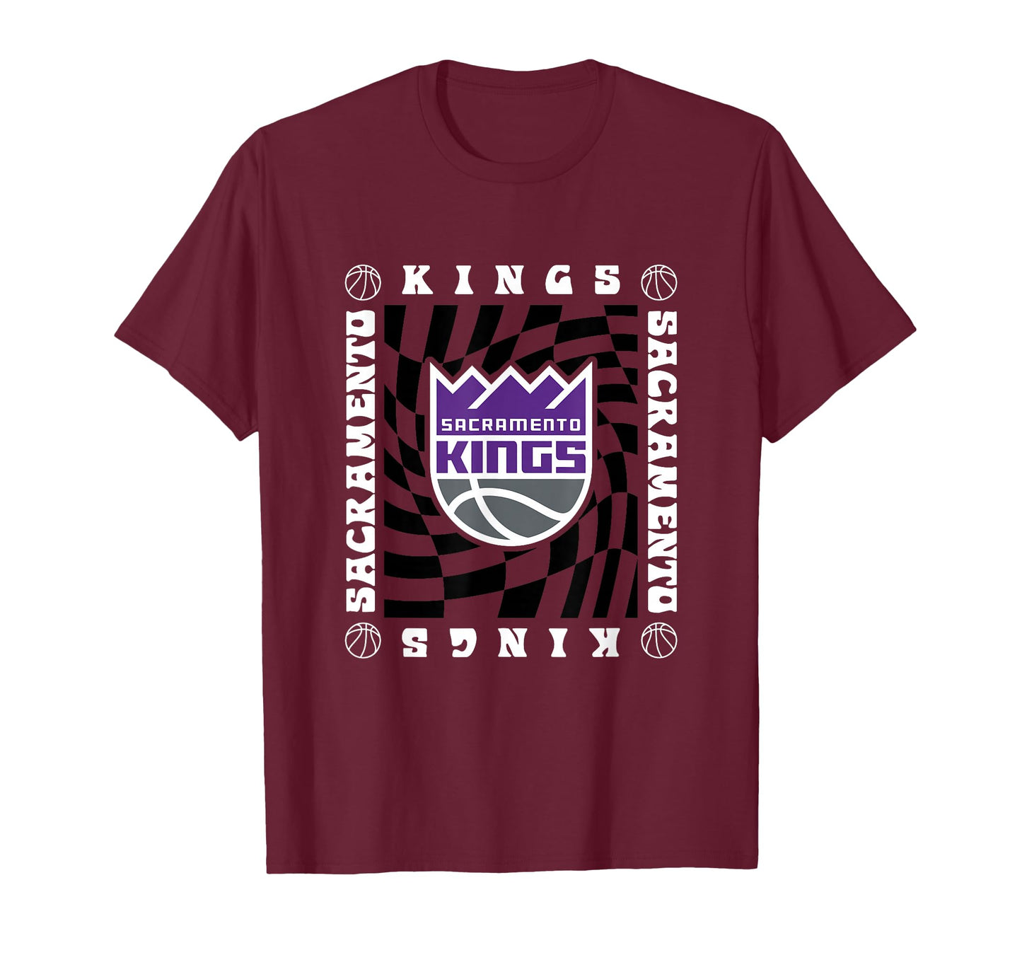 NBA Sacramento Kings Retro Checkerboard Wave T-Shirt