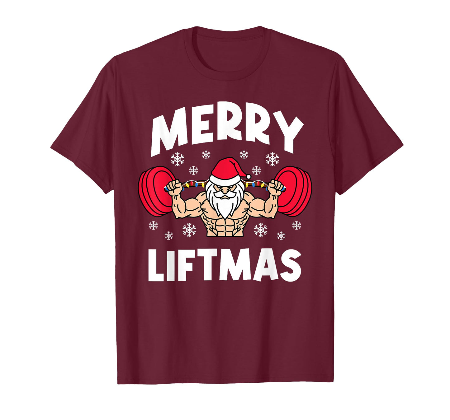 Funny Merry Liftmas Weightlifters Christmas Gym Workout T-Shirt