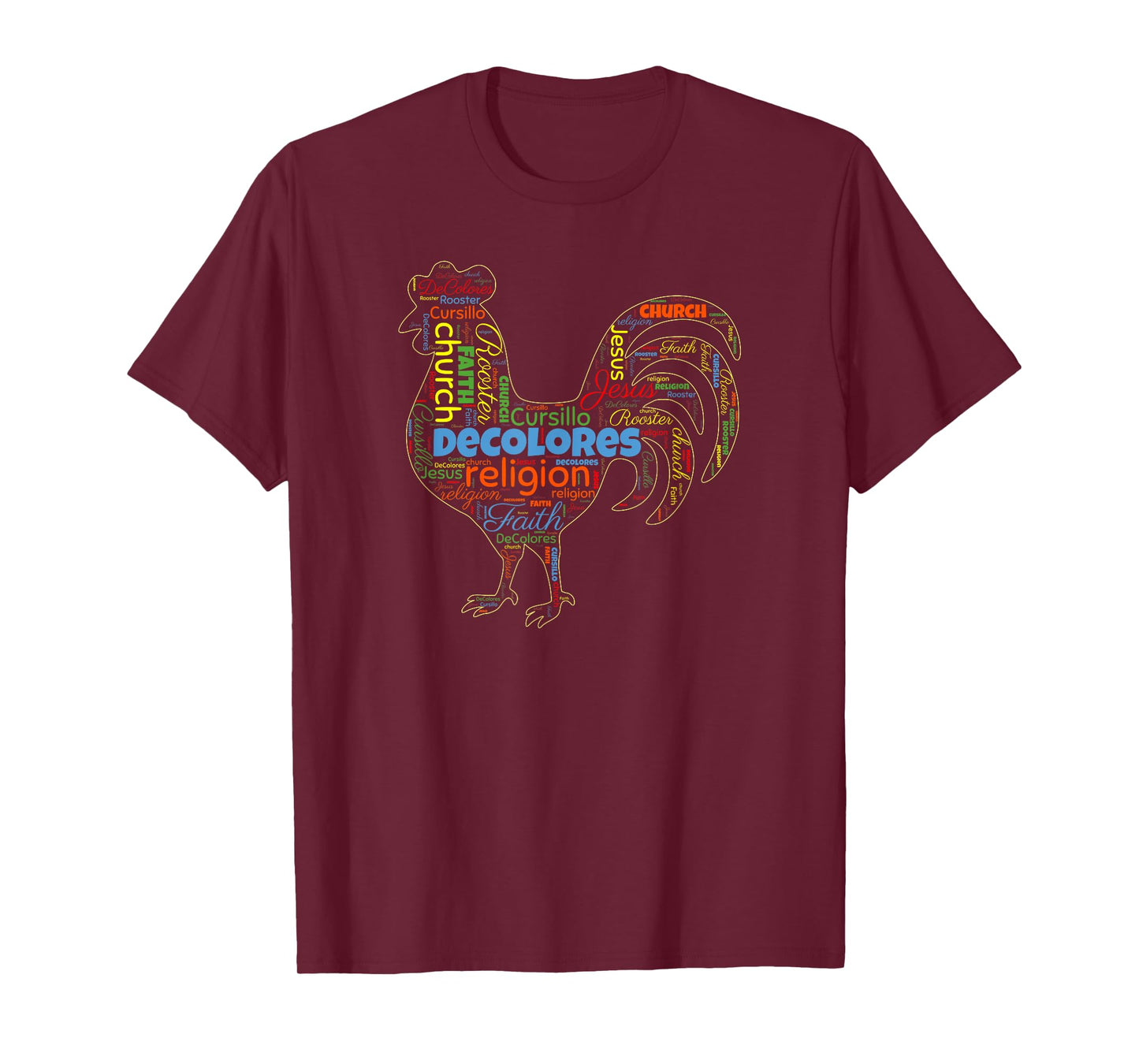 DeColores Cursillo Rooster Word Cloud T-Shirt