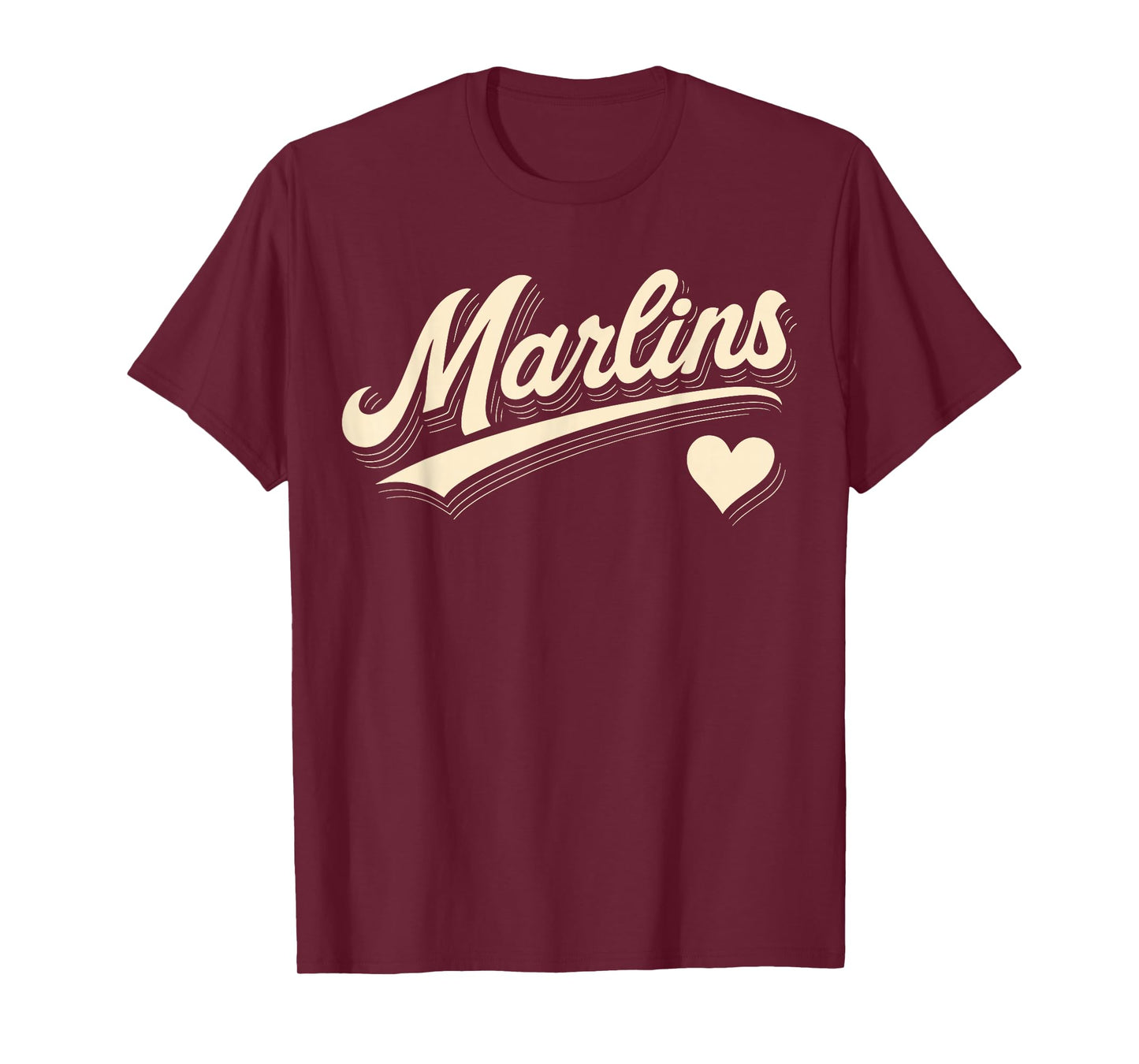 Marlins Retro Typography Tee With Heart Gift For Men Women T-Shirt