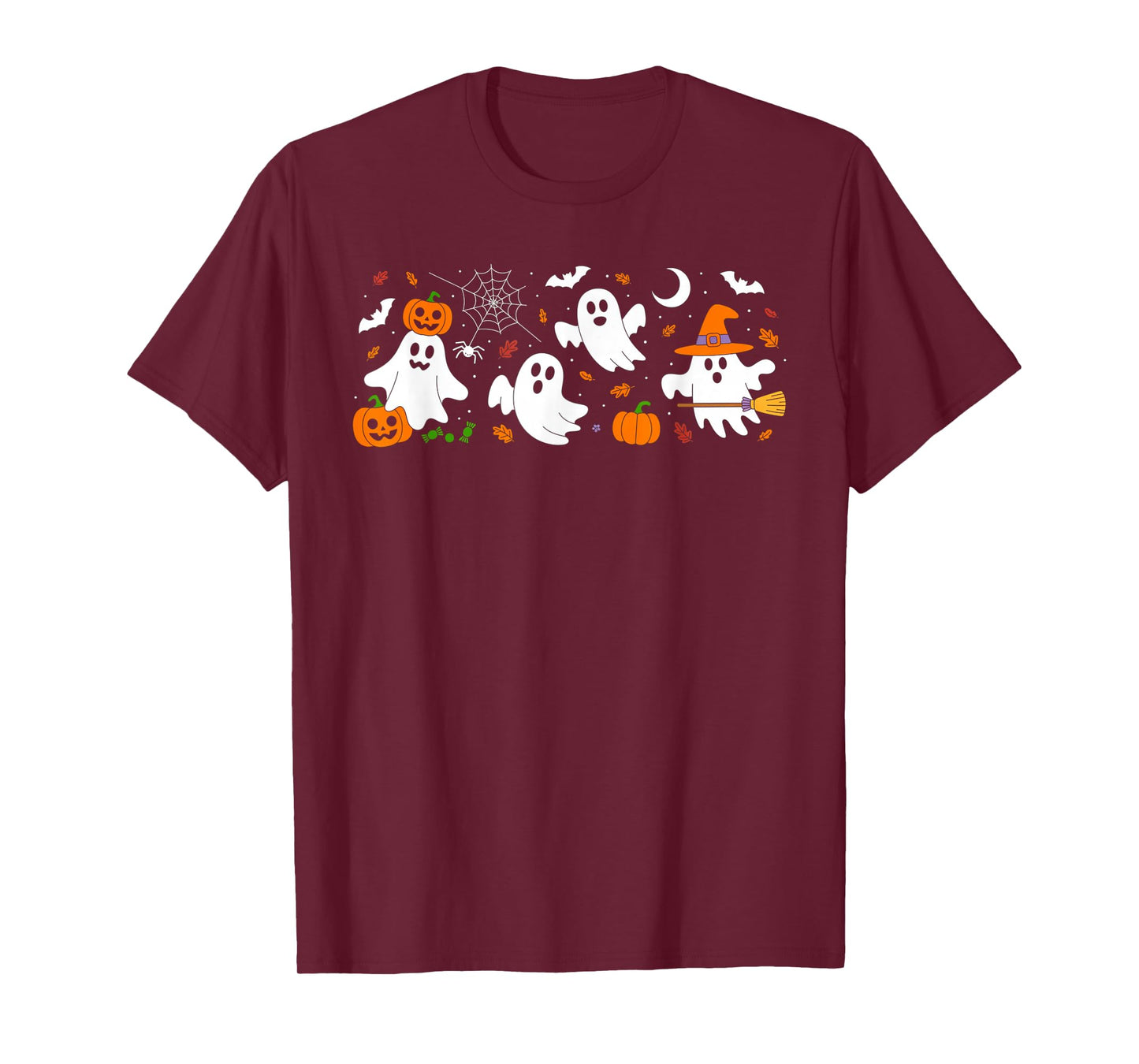 Cute Ghost Drinking Coffee Halloween Fall Ghost Book Reading T-Shirt