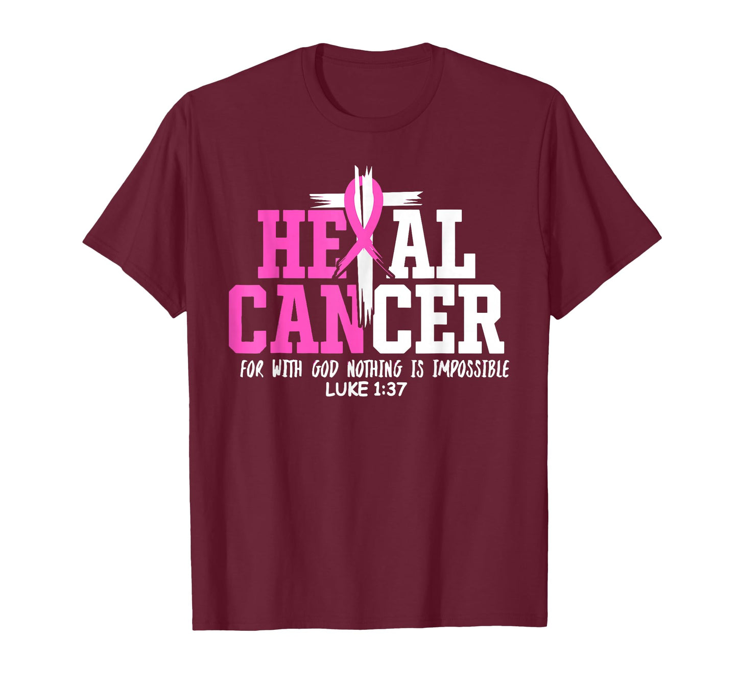 Heal Cancer Believe God Vintage Breast Cancer Awareness T-Shirt