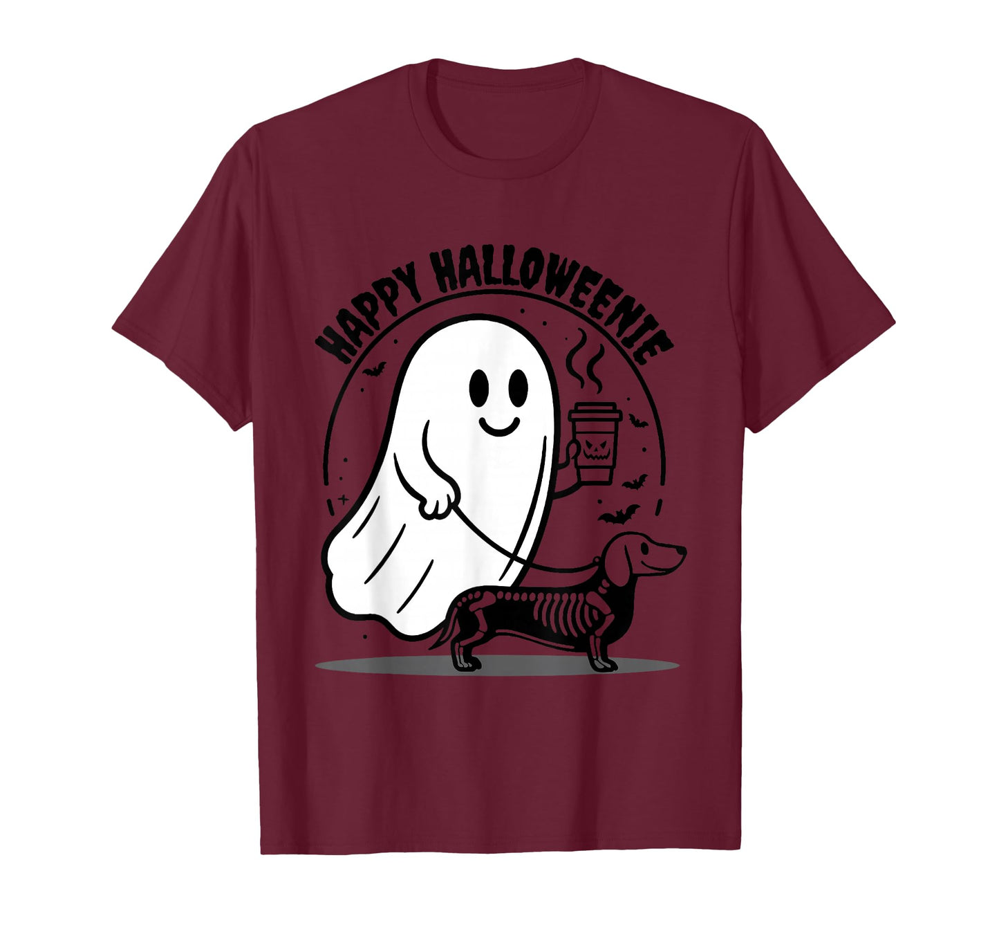 Happy Halloweenie Dachshund Ghost Funny Dog Lovers T-Shirt