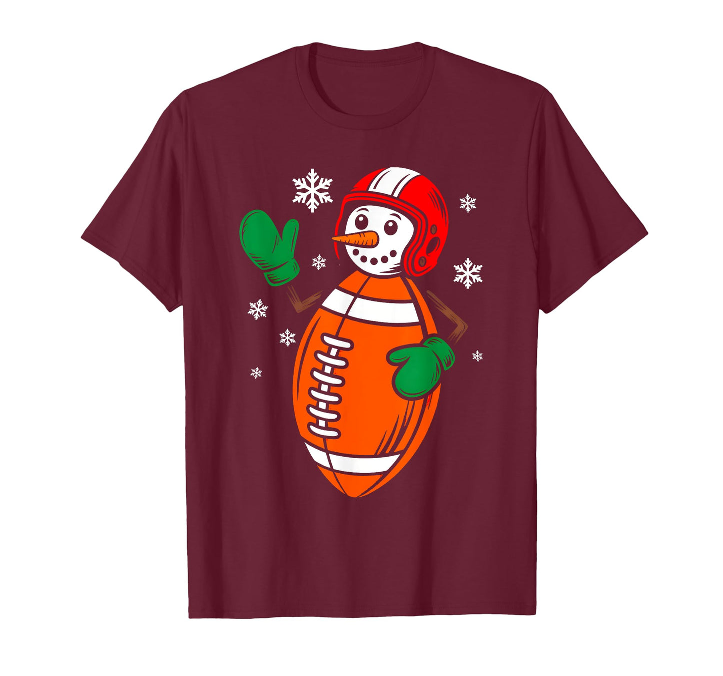 Football Santa Hat Snowman Xmas Funny Football Christmas T-Shirt
