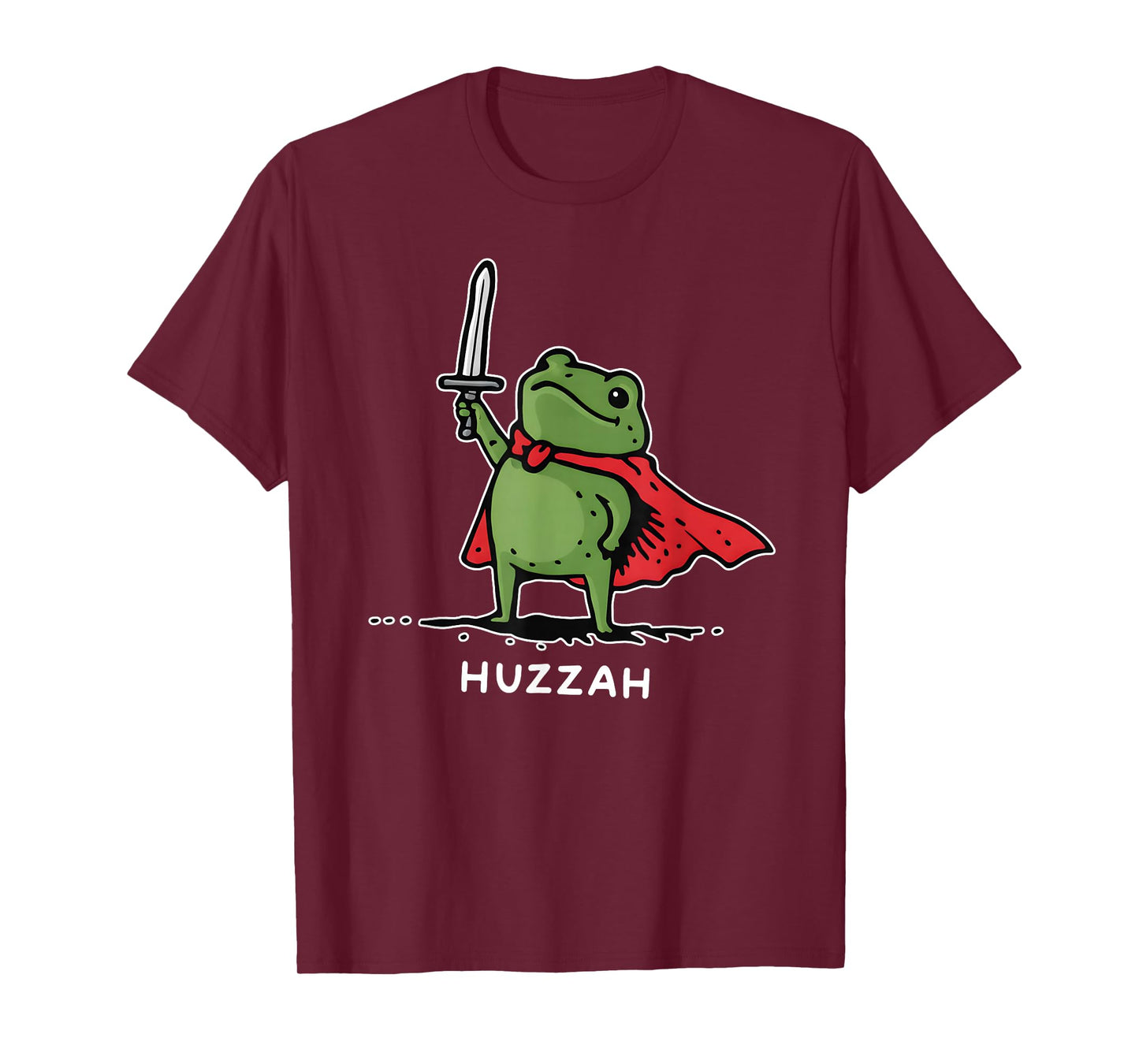 Vintage Frogs Humor Huzzah Frog Knight Funny Sword Meme T-Shirt