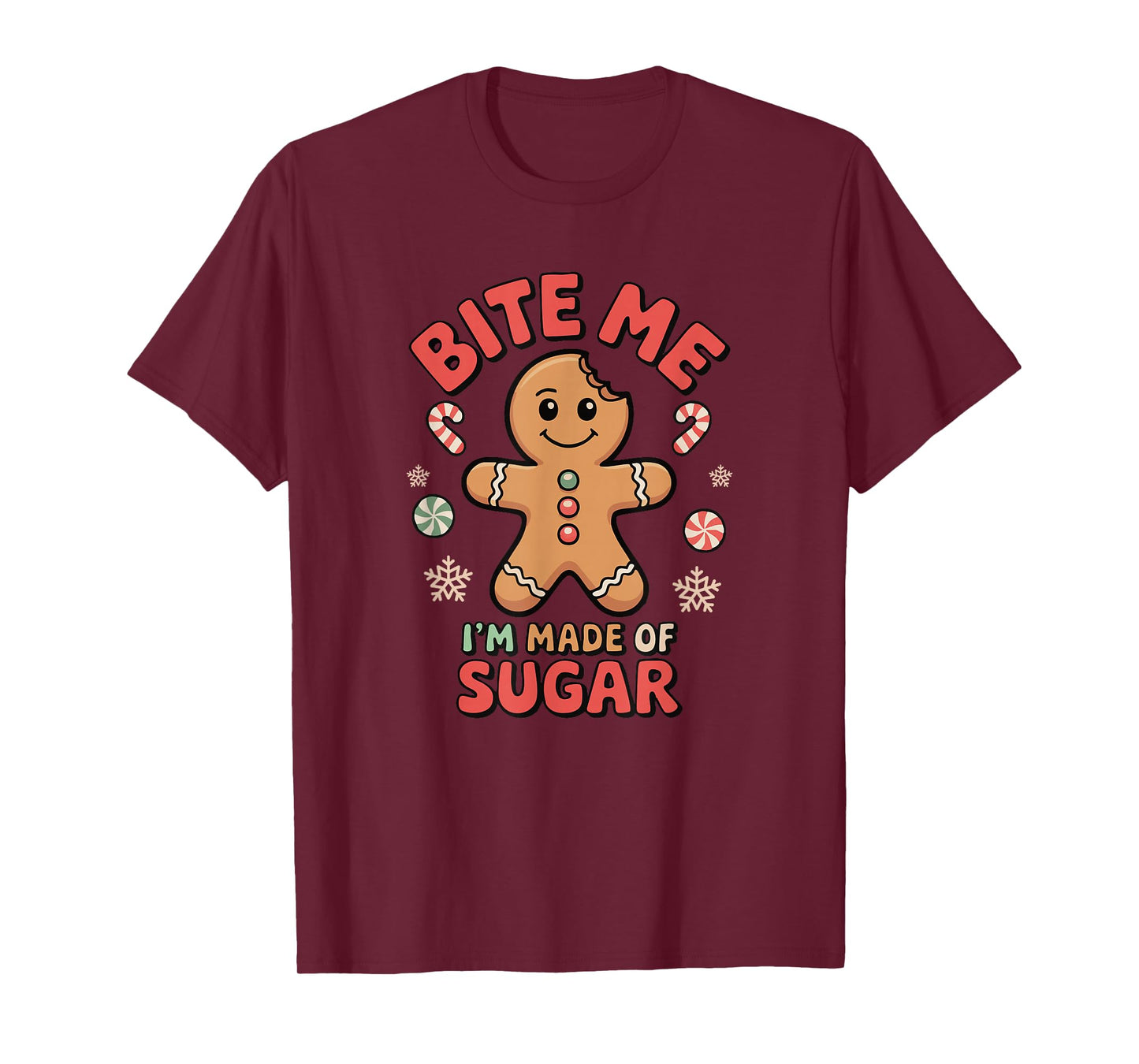 Funny Gingerbread Bite Me Holiday Cookie Pun Humor T-Shirt