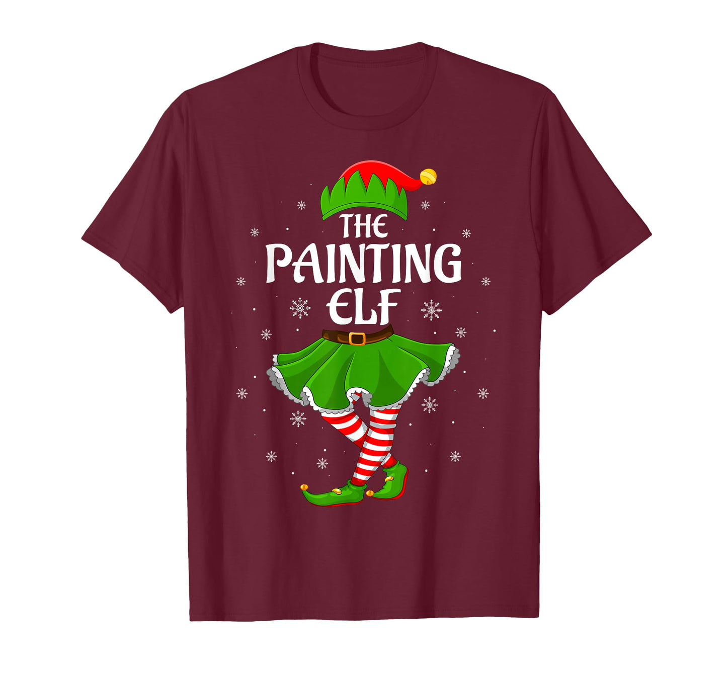 Painting Elf Christmas Family Girls Women Elf Squad Xmas T-Shirt