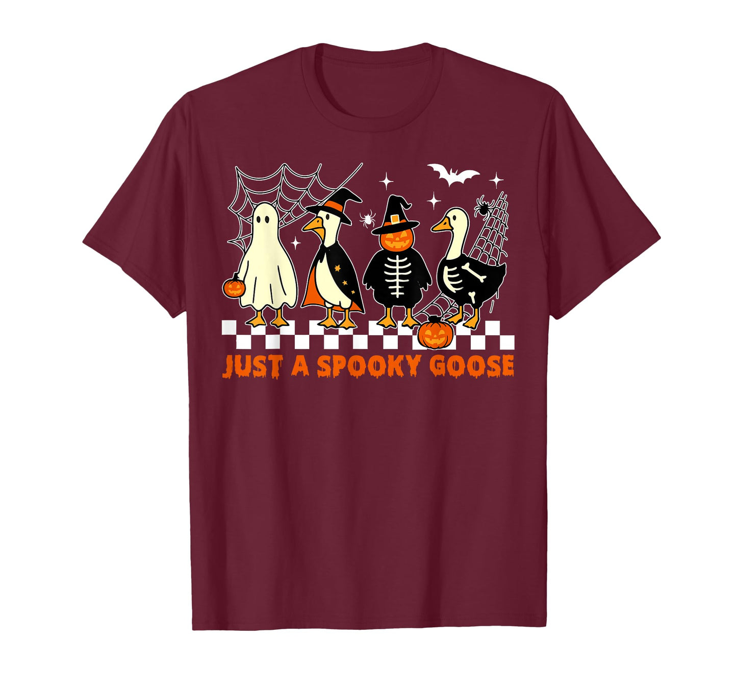 Spooky Goose Squad with Pumpkin, Witch, Skeleton and Ghost T-Shirt
