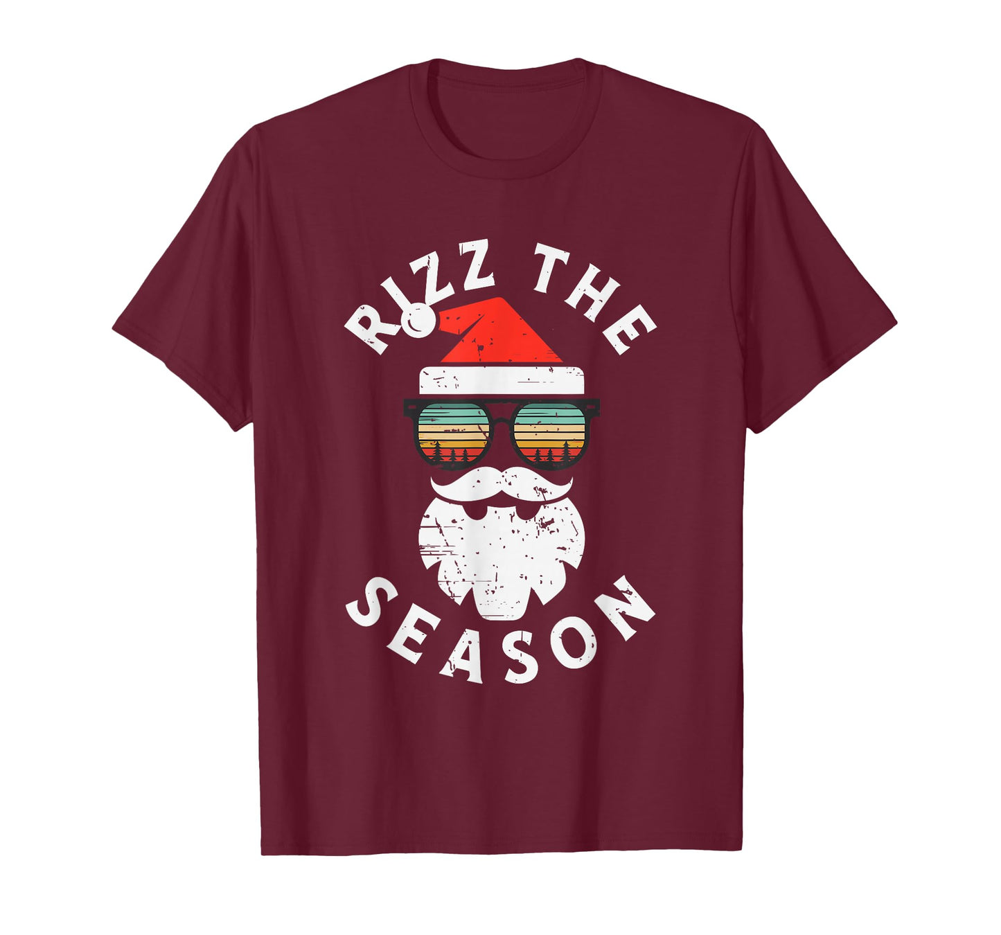 Rizz The Season Santa Face Retro Sunglasses Christmas Boys T-Shirt