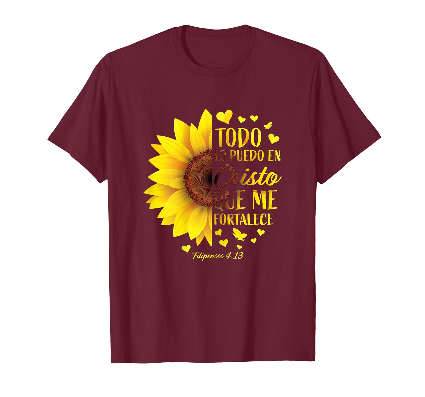 Christian Spanish Gift Women Religious Bible Verse Sunflower T-Shirt