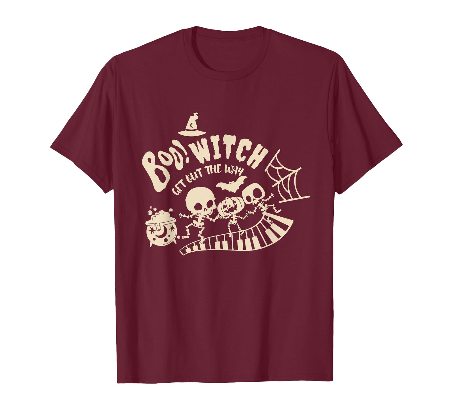 Boo Witch Get Out The Way Cute Skeleton Halloween Piano tee T-Shirt