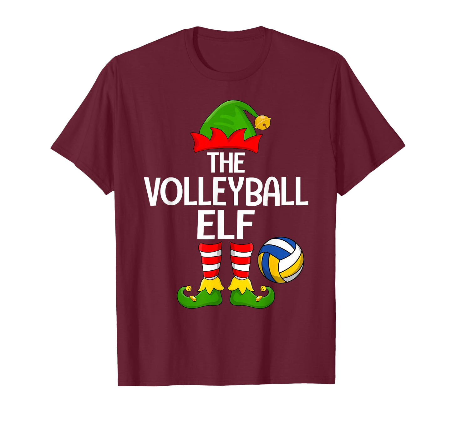 Volleyball Elf Xmas Matching Family Elf Squad Christmas T-Shirt