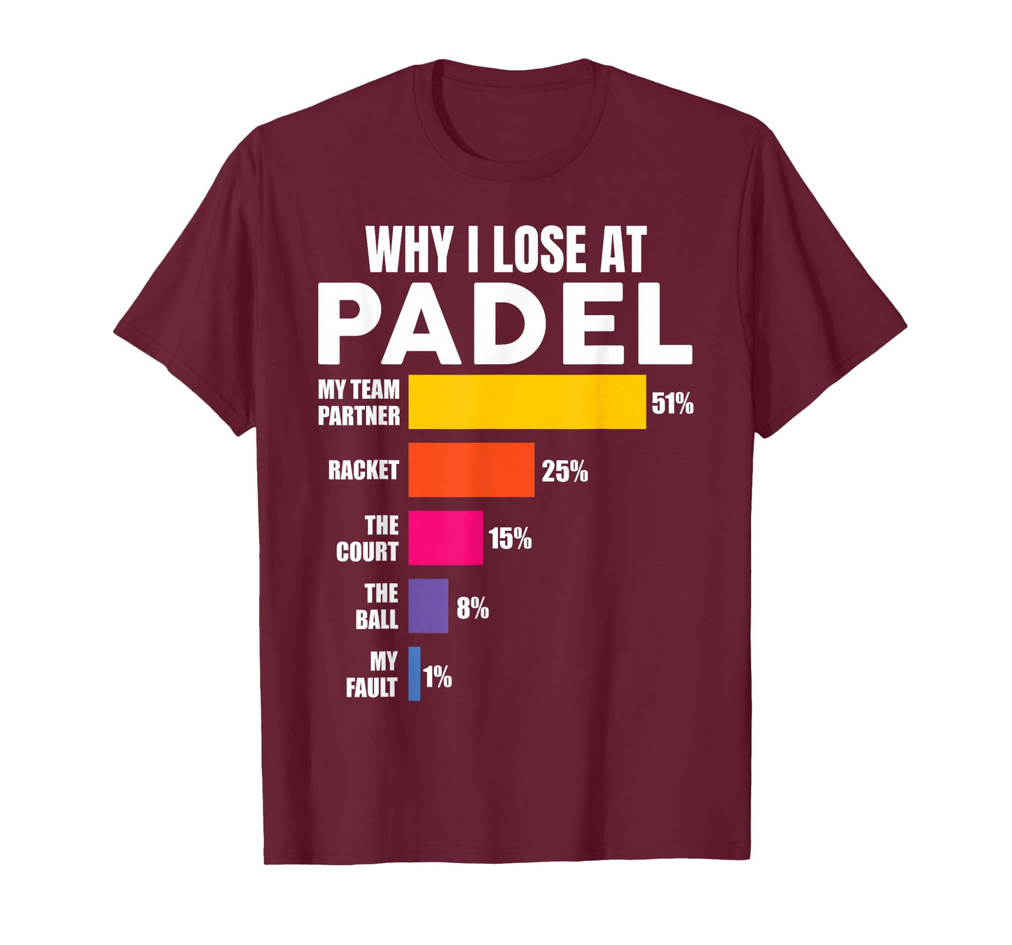 Padel-Shirt Why I Lose at Padel Tennis Funny Men Women T-Shirt