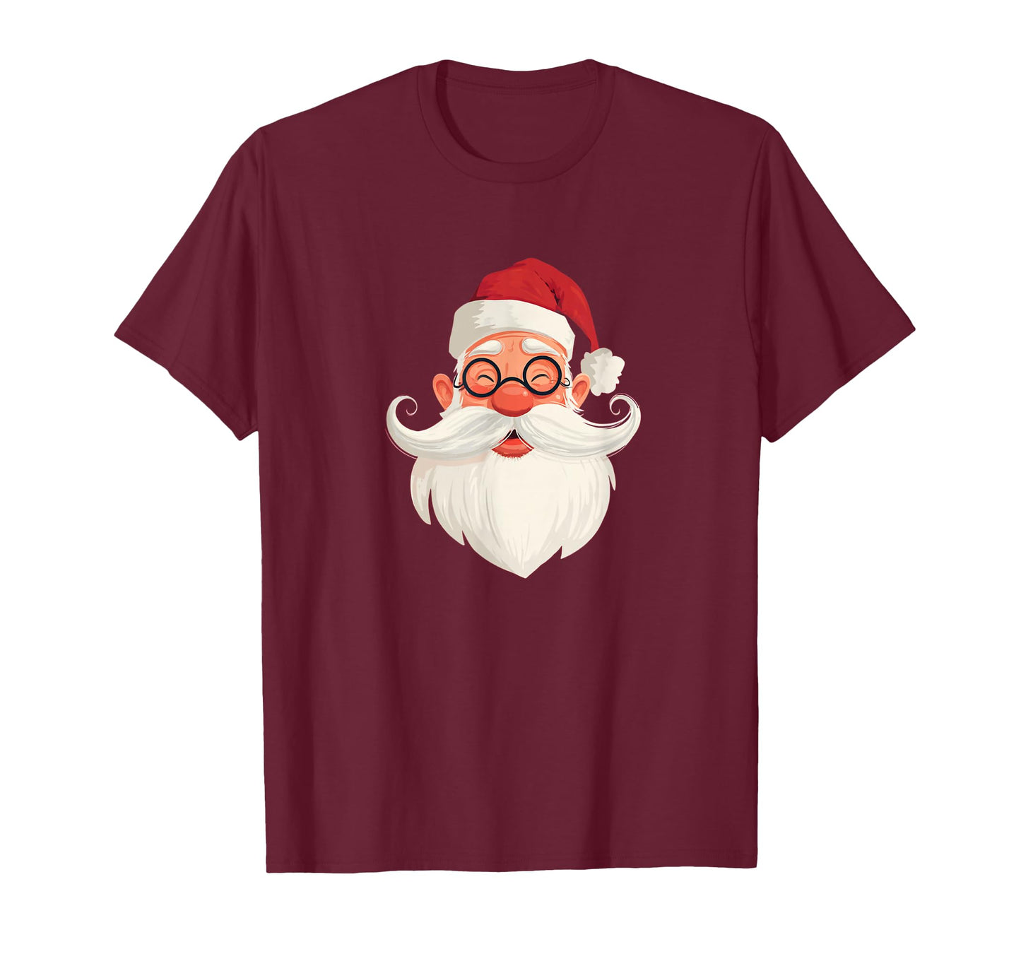 Funny Festive Mustache Beard Look with Santa T-Shirt