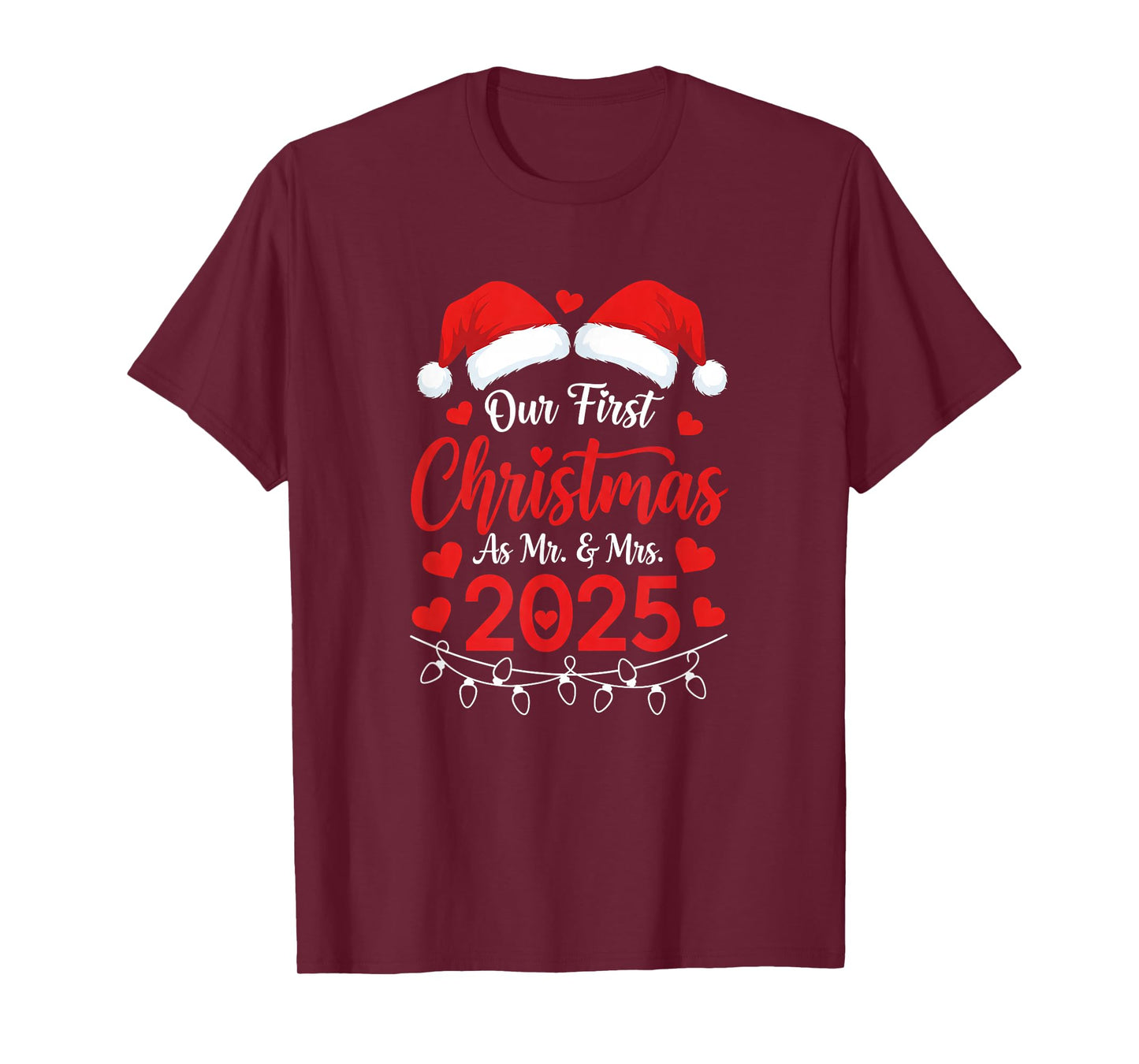 Our First Christmas As Mr Mrs 2025 Married Couples Matching T-Shirt
