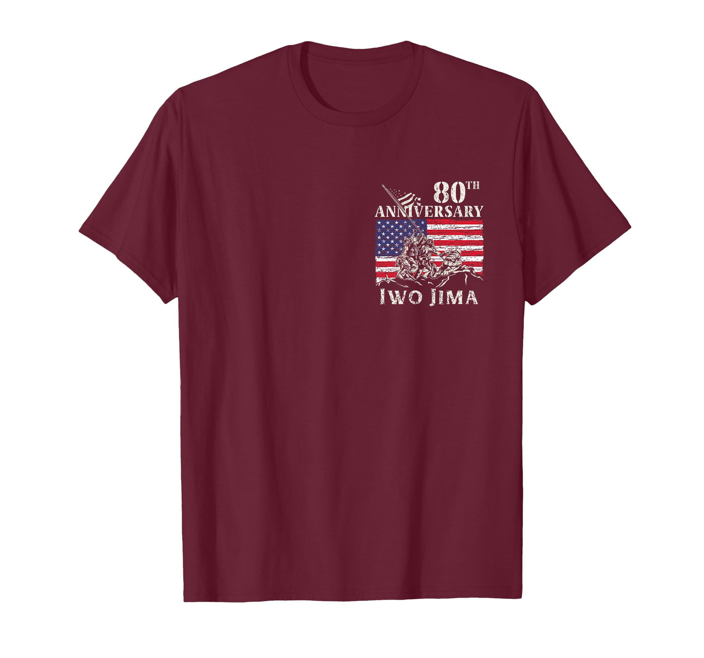 80th Anniversary Iwo Jima 1945-2025 WWII Veteran USA Flag T-Shirt
