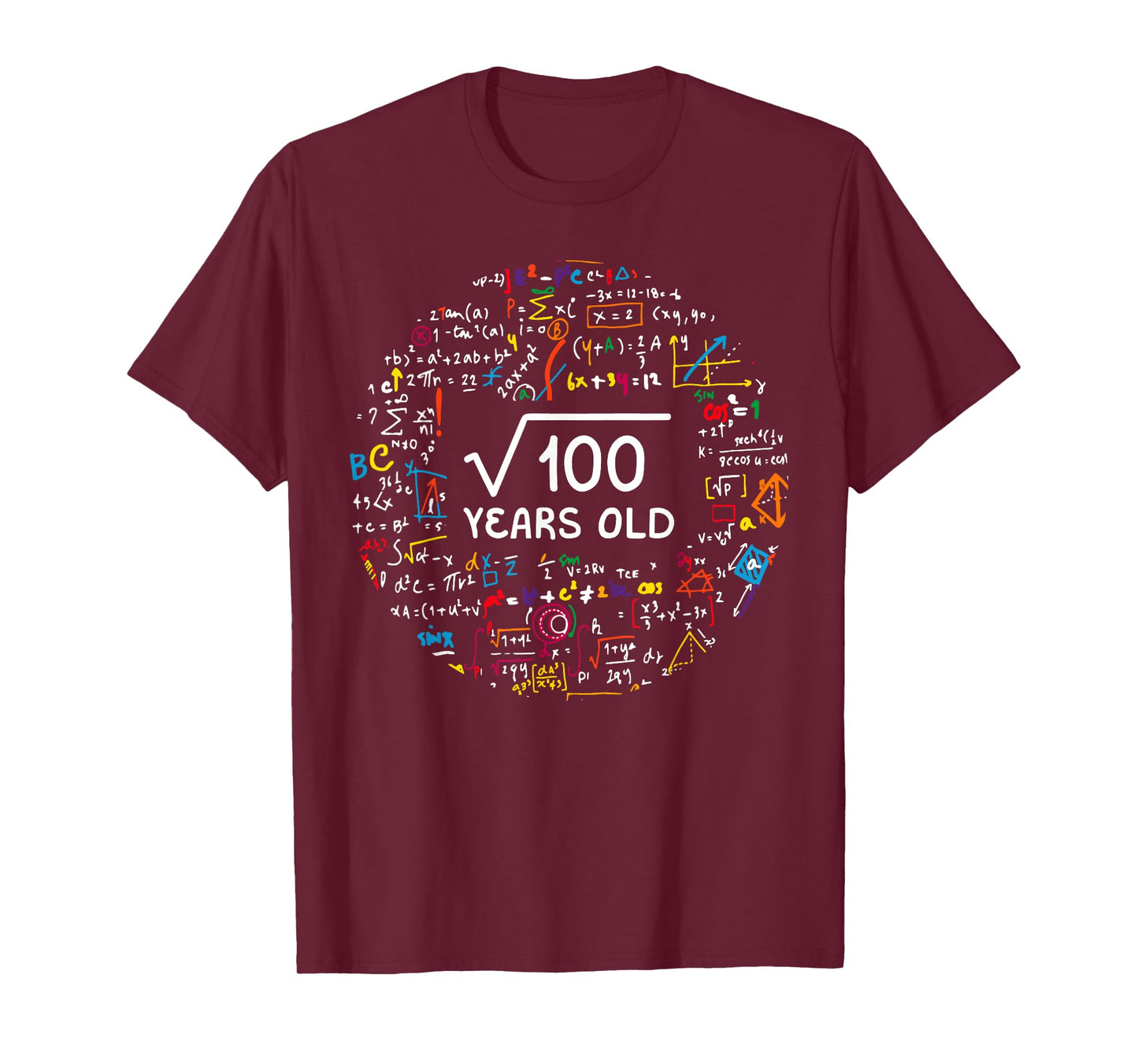 Square Root Of 100 10th Birthday 10 Year Old Gifts Math Bday T-Shirt