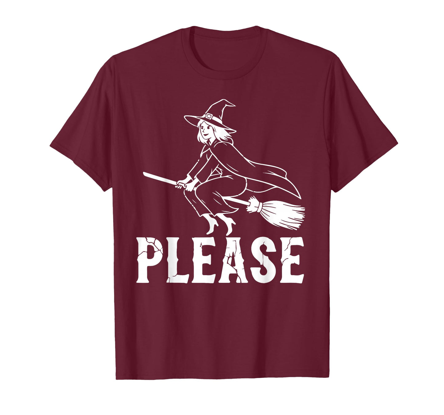 Dark Humor Witch Riding a Broom Graphic Halloween T-Shirt