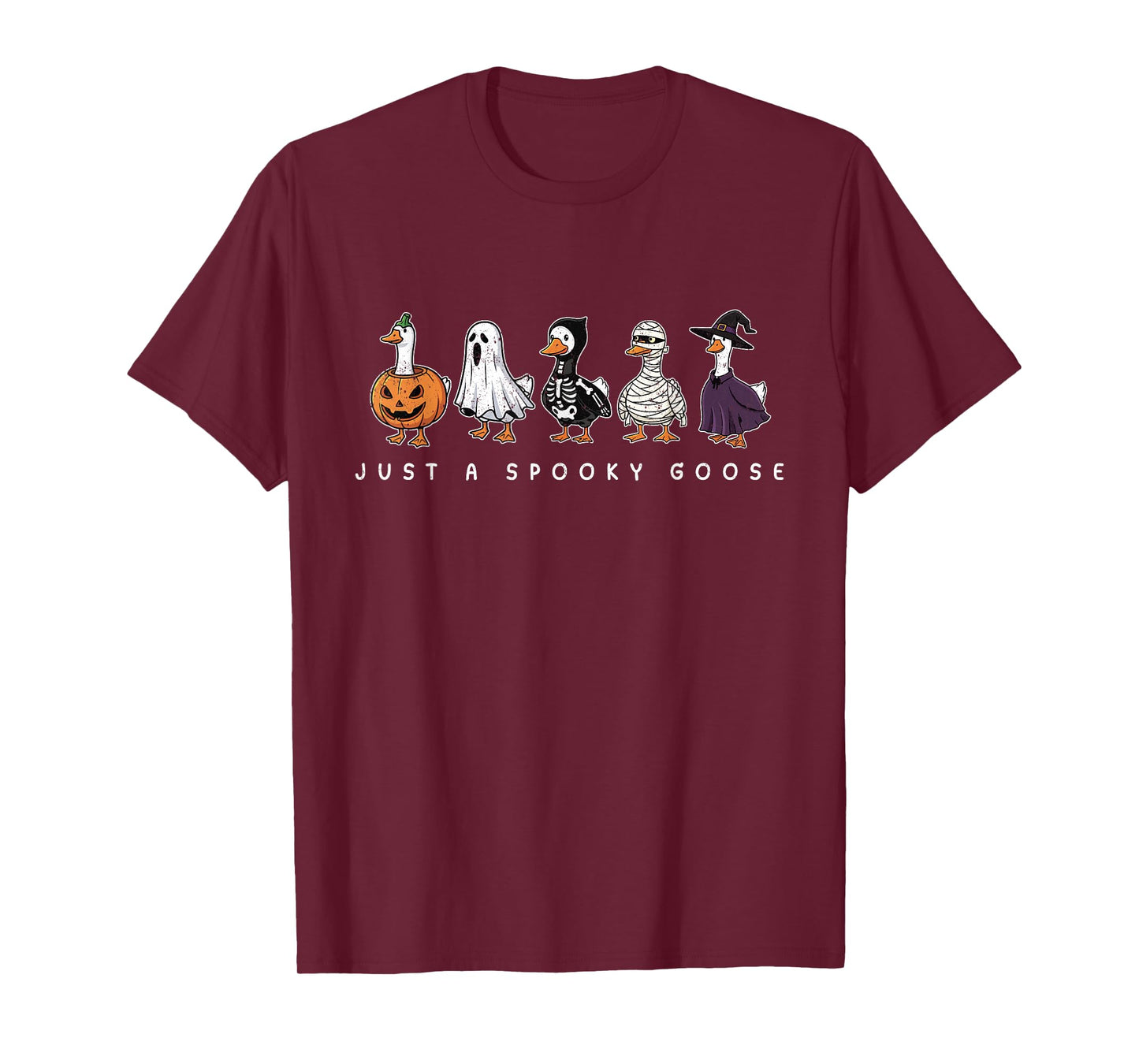 Just A Spooky Goose Halloween Ghost Goose Funny Halloween T-Shirt